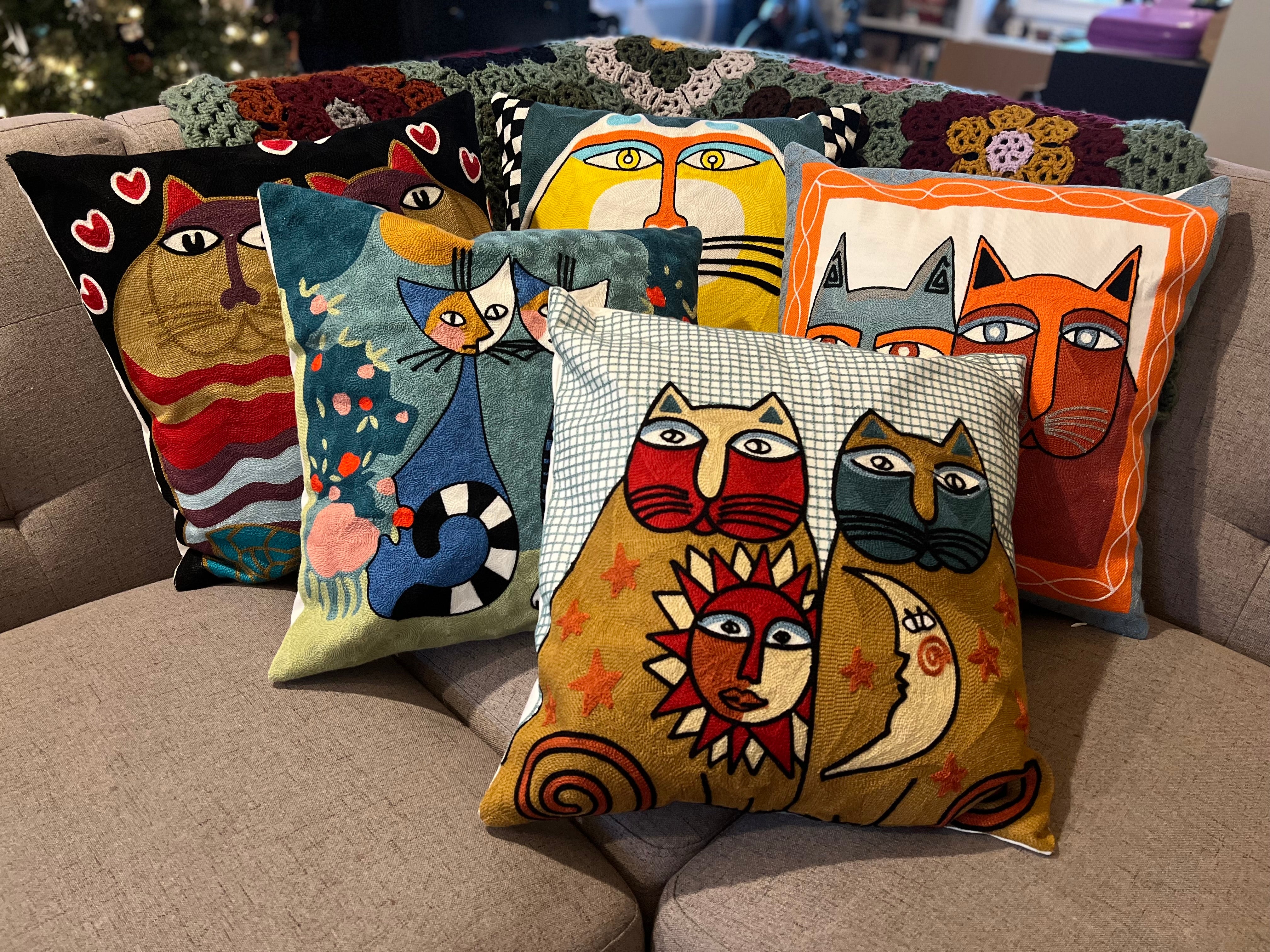 Cat themed outlet throw pillows