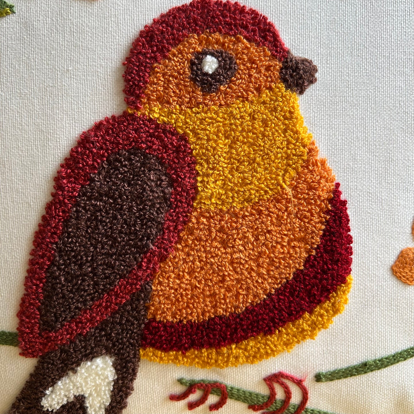 Bird and Bloom Embroidered Pillow Cover