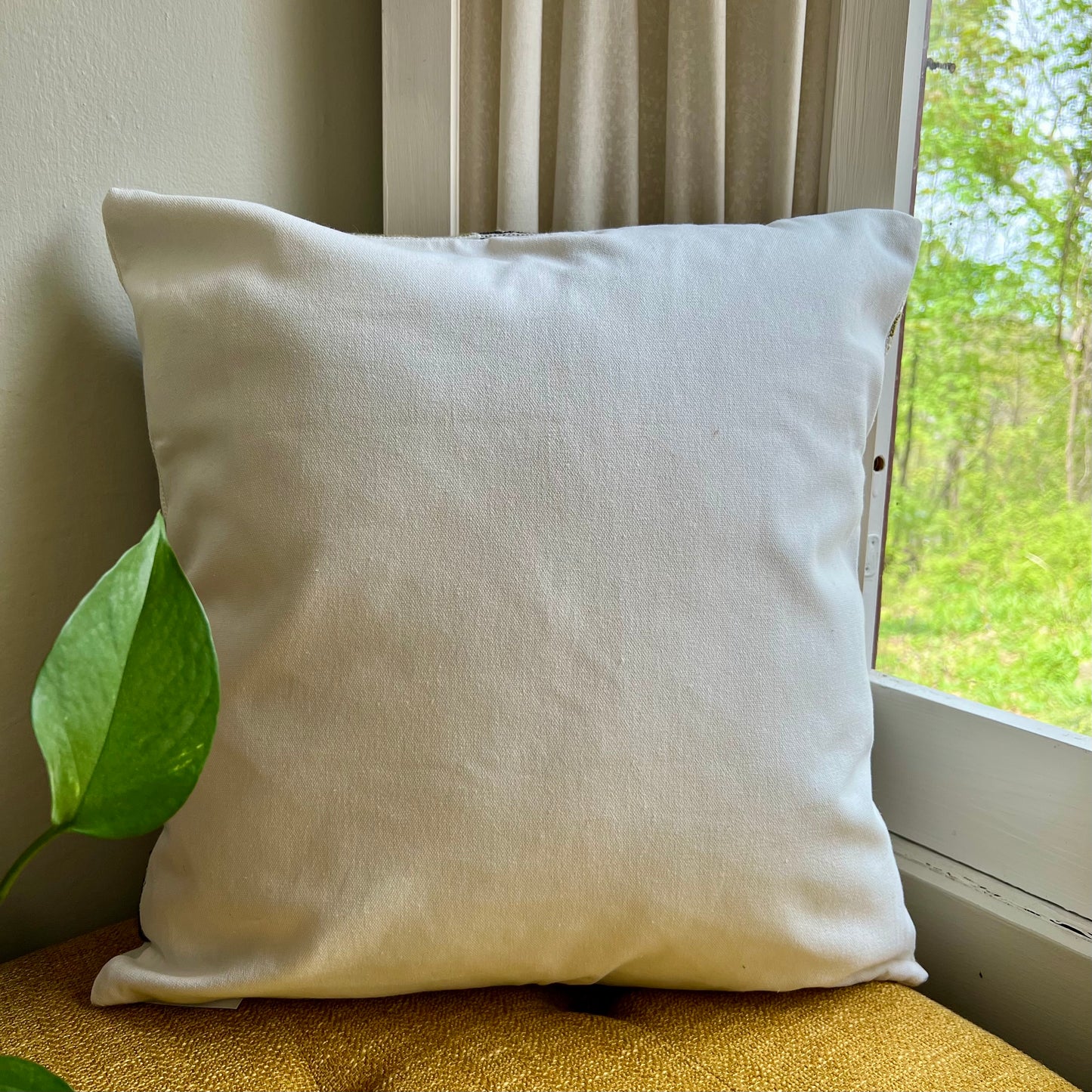Folk Blooms Embroidered Throw Pillow Cover