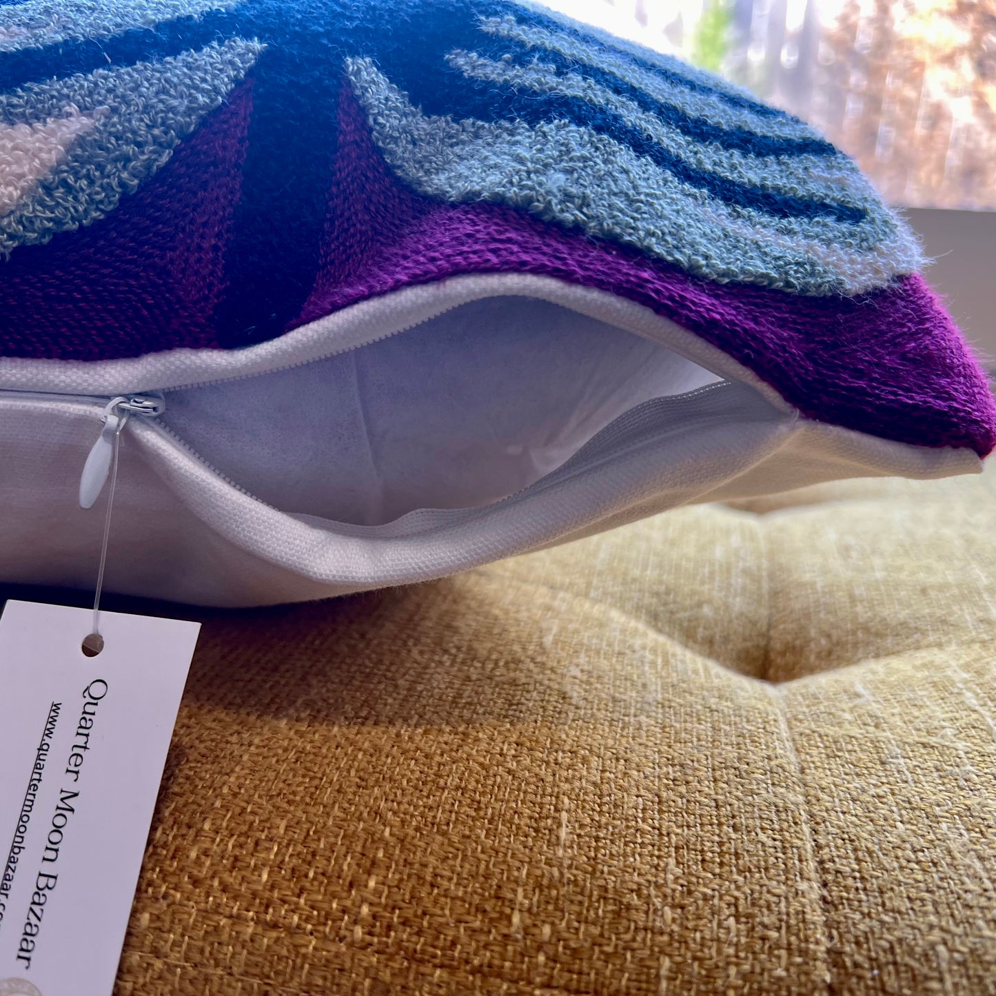 Magenta Monstera Embroidered Pillow Cover