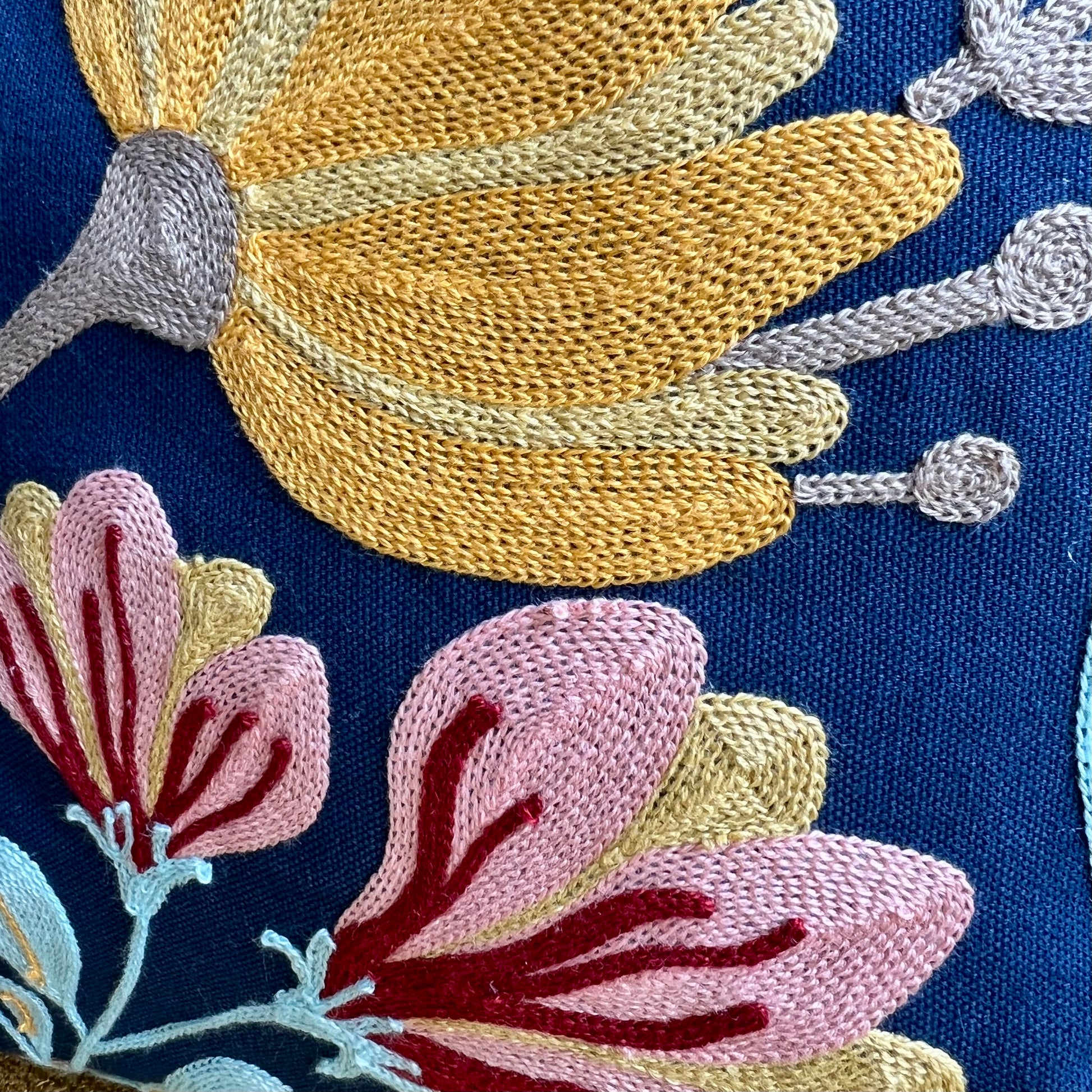 Midnight Gardens Embroidered Throw Pillow Cover