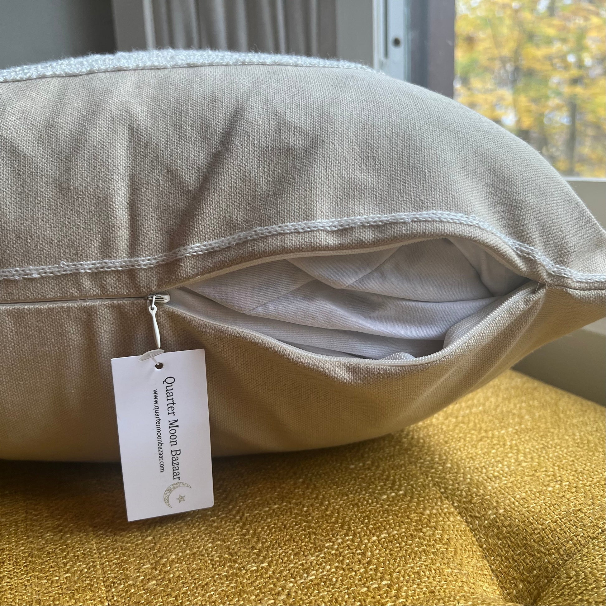 Neutral Snowflake Embroidered Pillow Cover