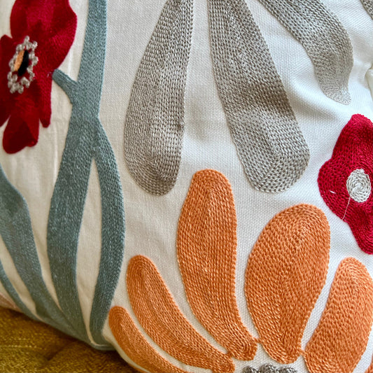 PRE ORDER Floral Watercolor Embroidered Throw Pillow Cover