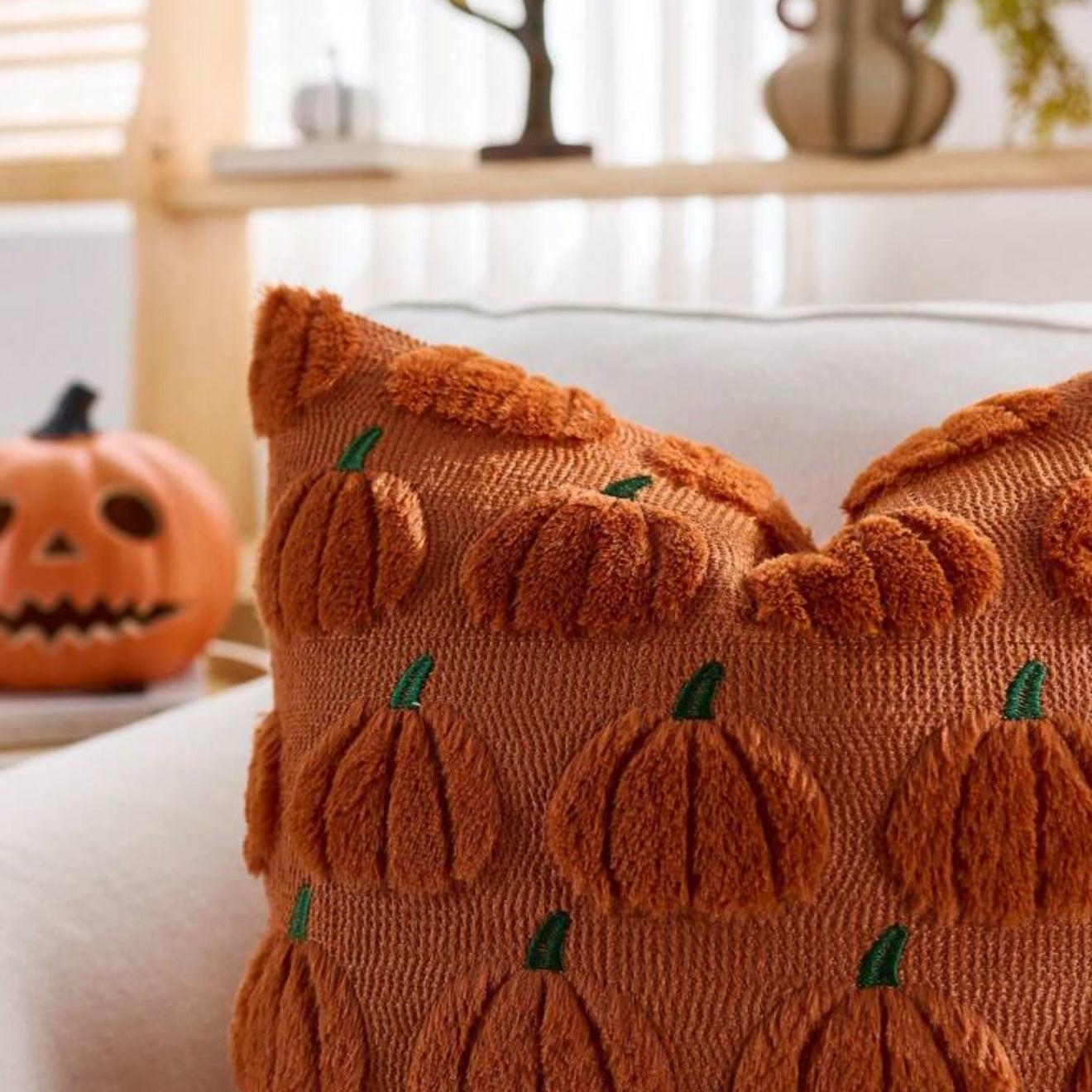 Tufted Pumpkin Lumbar or Square Pillow Cover