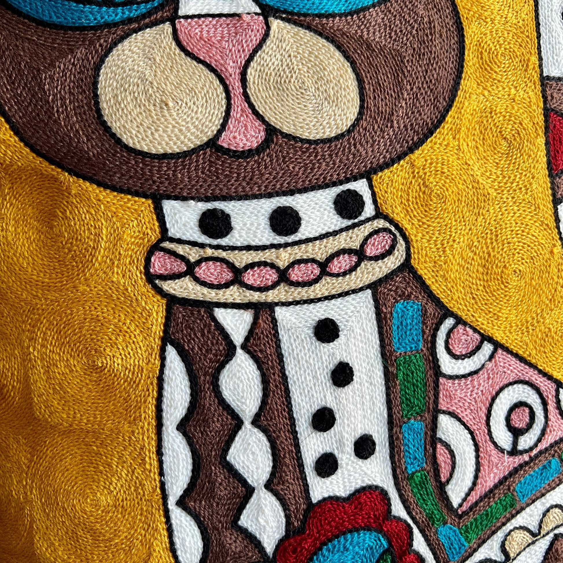 Gold Abstract Art Inspired Cat | Embroidered Pillow Cover