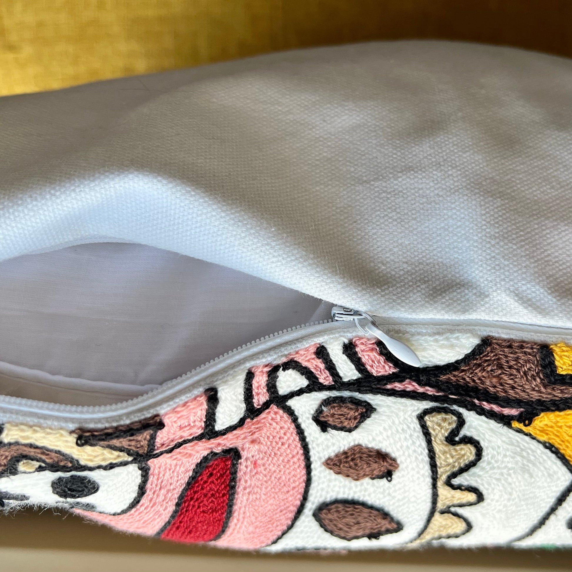 Gold Abstract Art Inspired Cat | Embroidered Pillow Cover