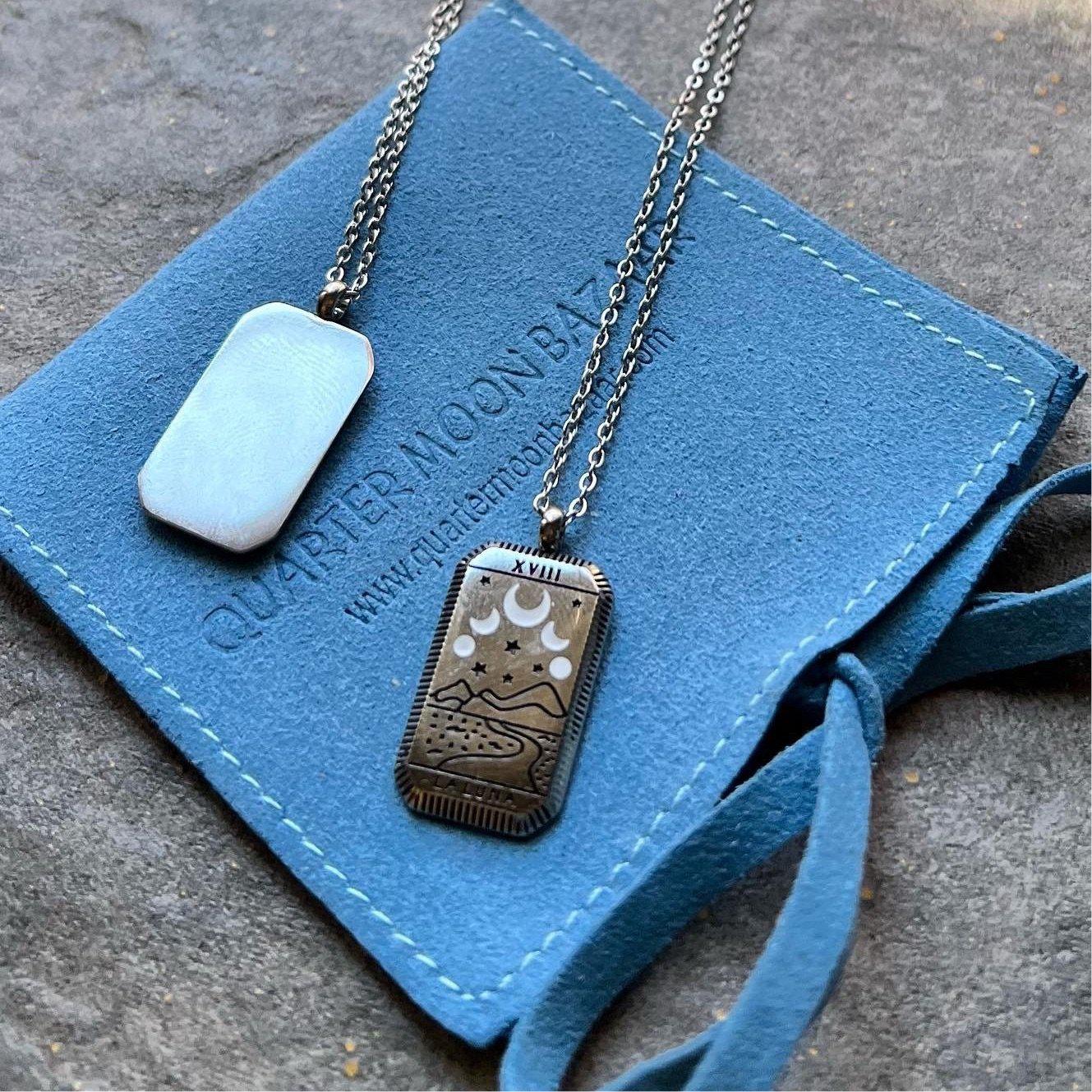 Moon Tarot Card Silver Necklace