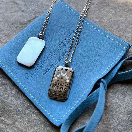 Moon Tarot Card Silver Necklace