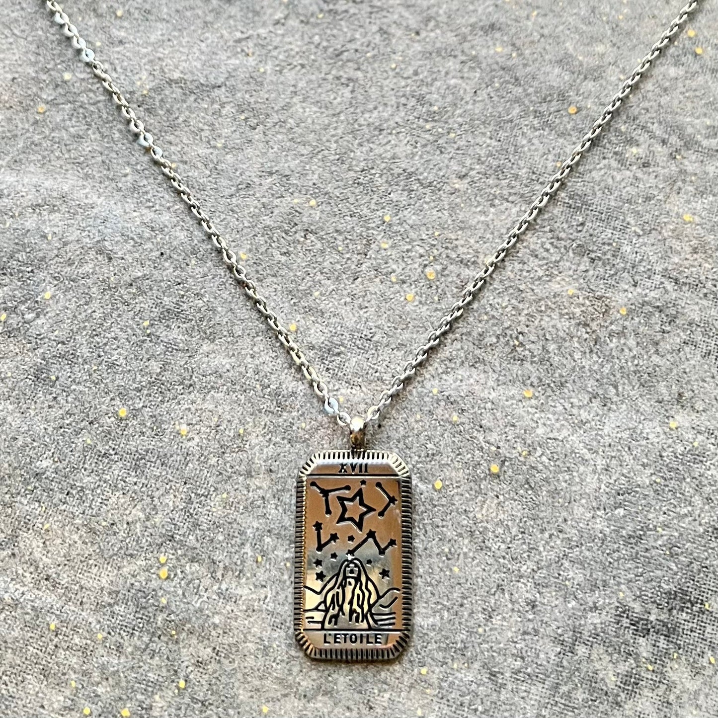 Moon Tarot Card Silver Necklace