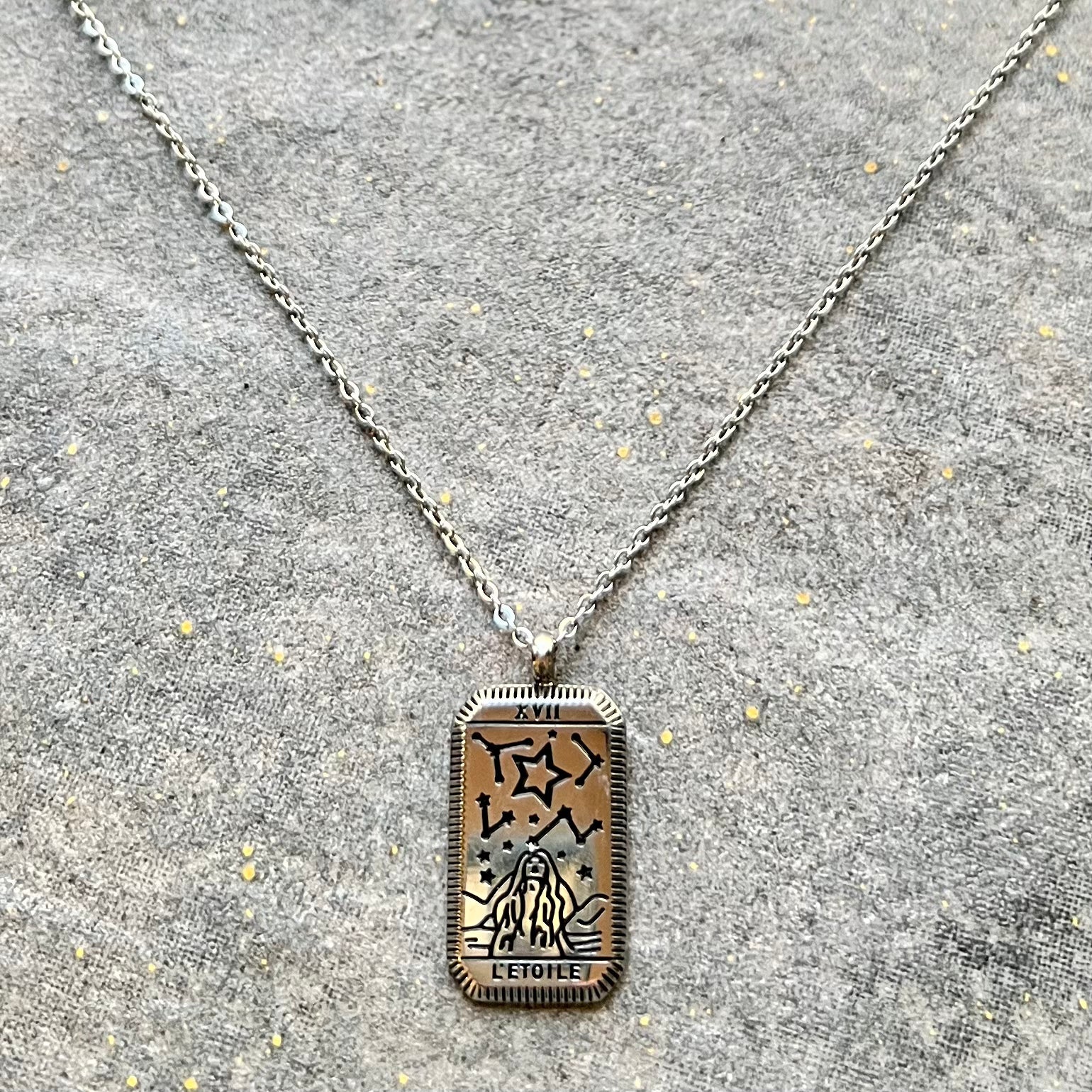 Moon Tarot Card Silver Necklace