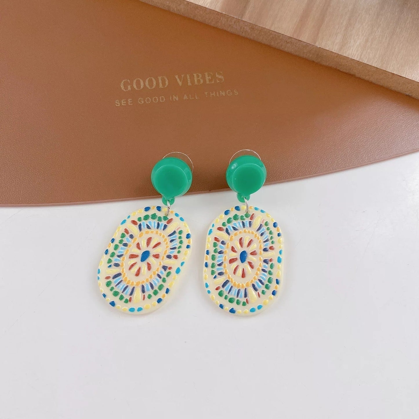 Oval Mosaic | 90's Inspired Acrylic Earrings