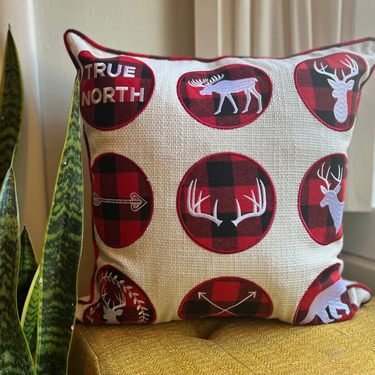 BUY ONE, GET ONE FREE | Buffalo Plaid True North Embroidered Pillow Cover