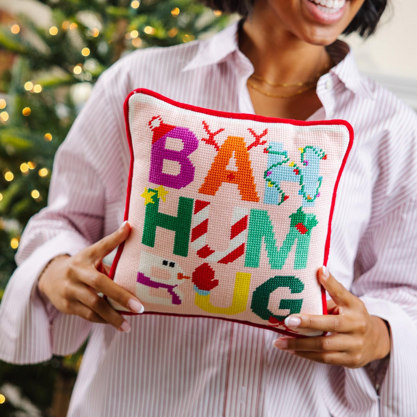 Bah Humbug Needlepoint Pillow
