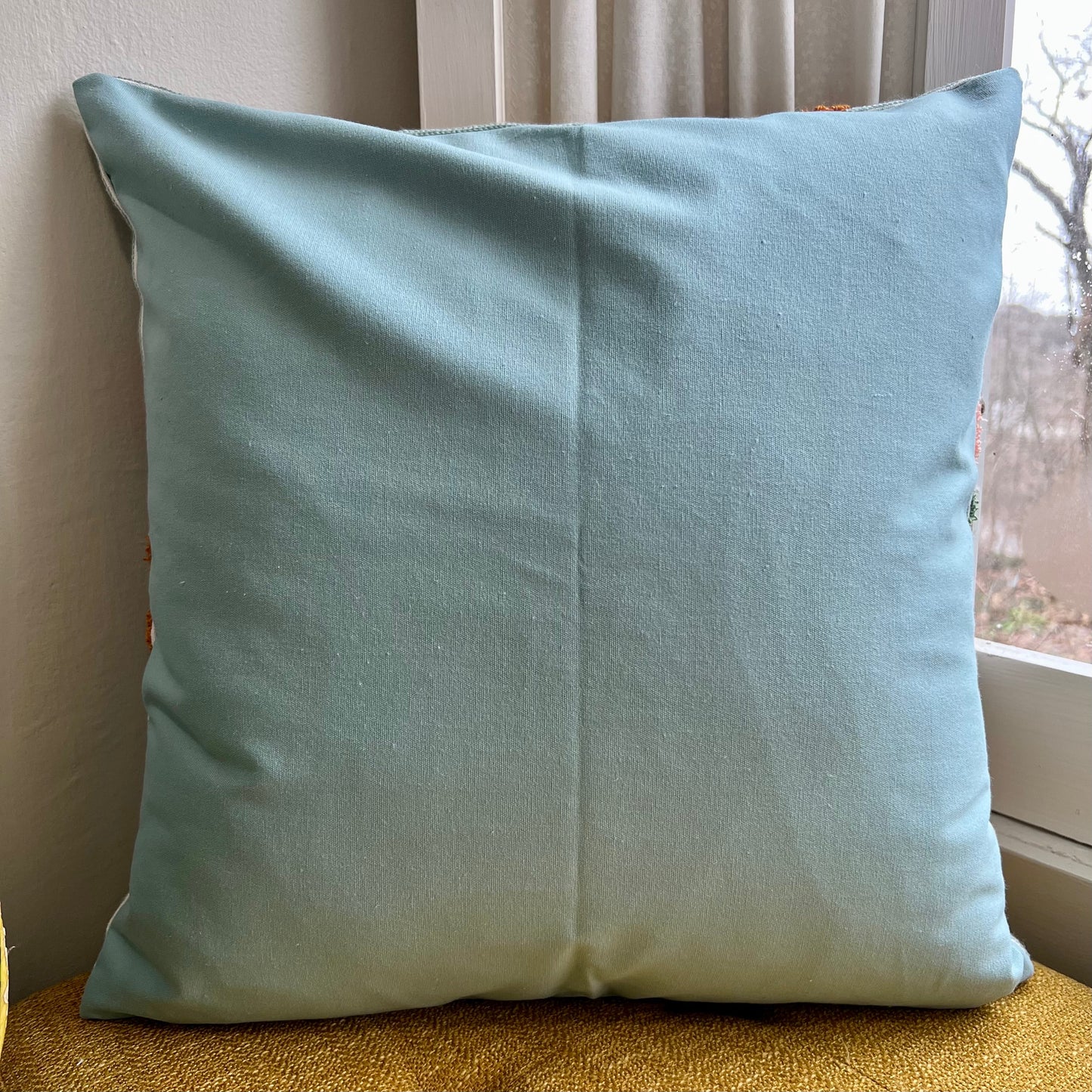 Blue Floral Tufted Embroidered Pillow Cover