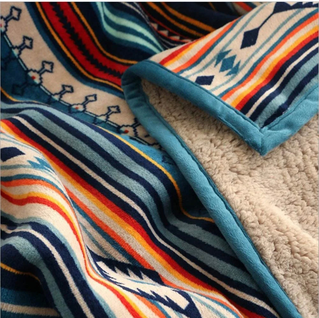 Bohemian Sherpa Throw Blanket