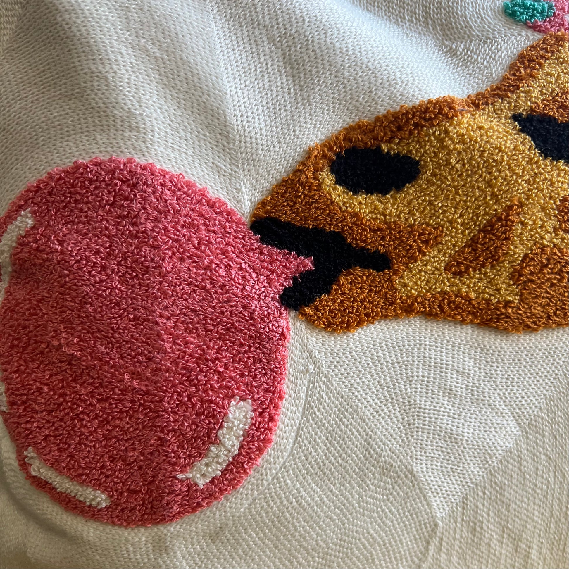 Bubble Gum Giraffe Embroidered Tufted Pillow Cover