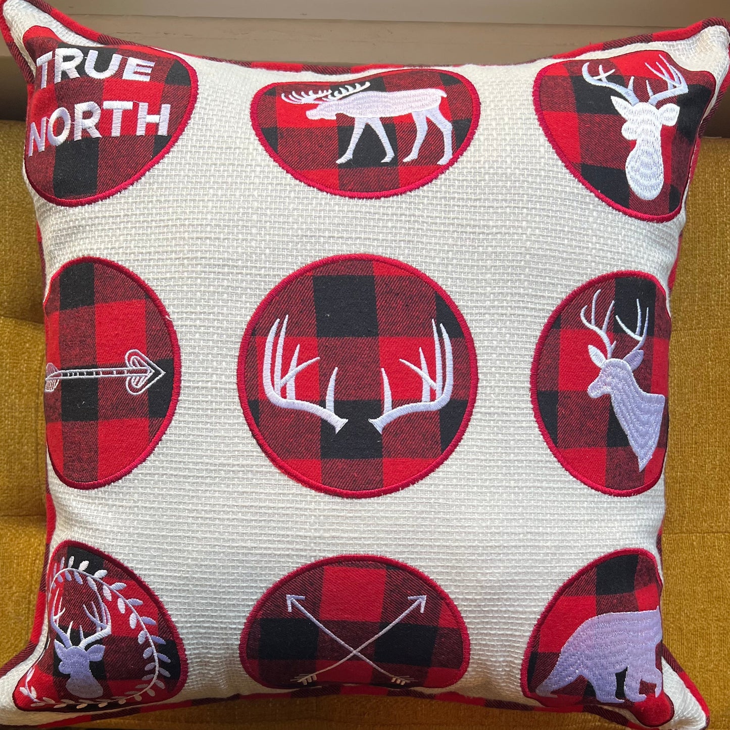 Buffalo Plaid True North Embroidered Pillow Cover