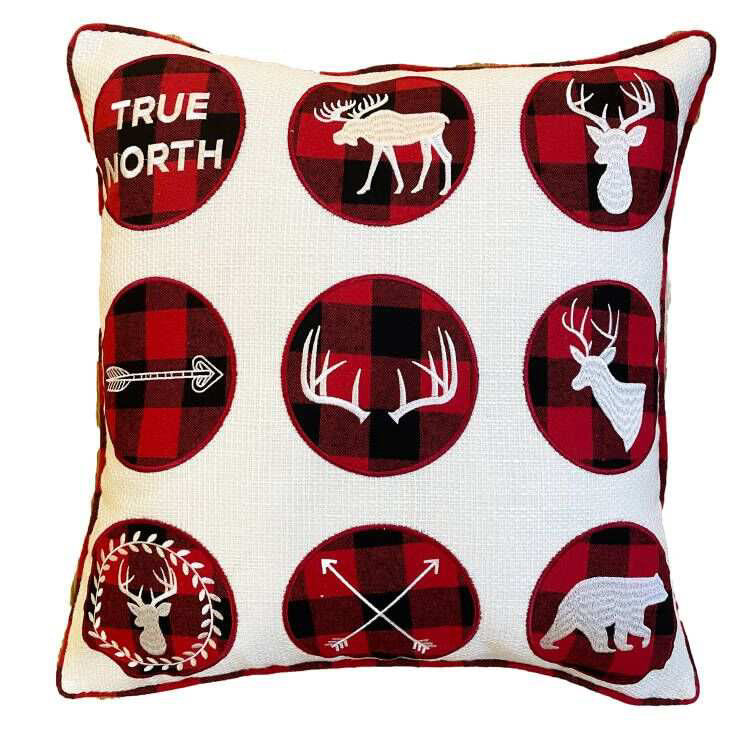 Buffalo Plaid True North Embroidered Pillow Cover
