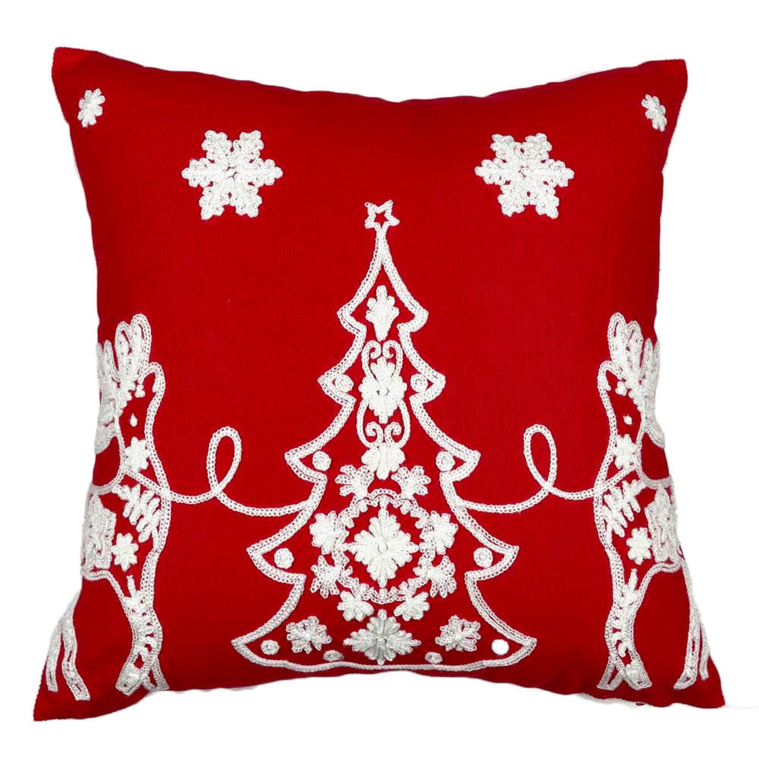 Christmas Tree Embroidered Pillow Cover