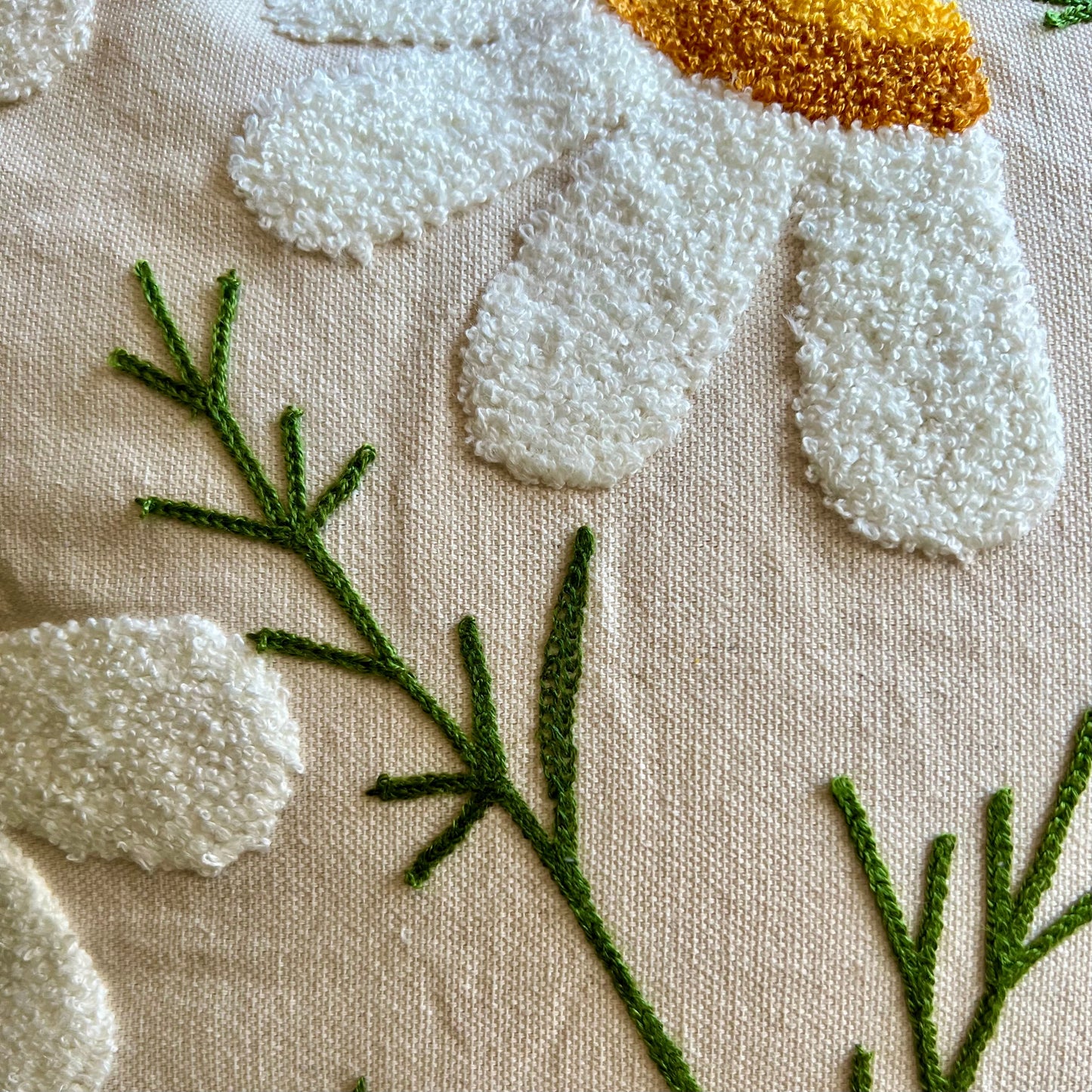 Daisy Embroidered Throw Pillow Cover