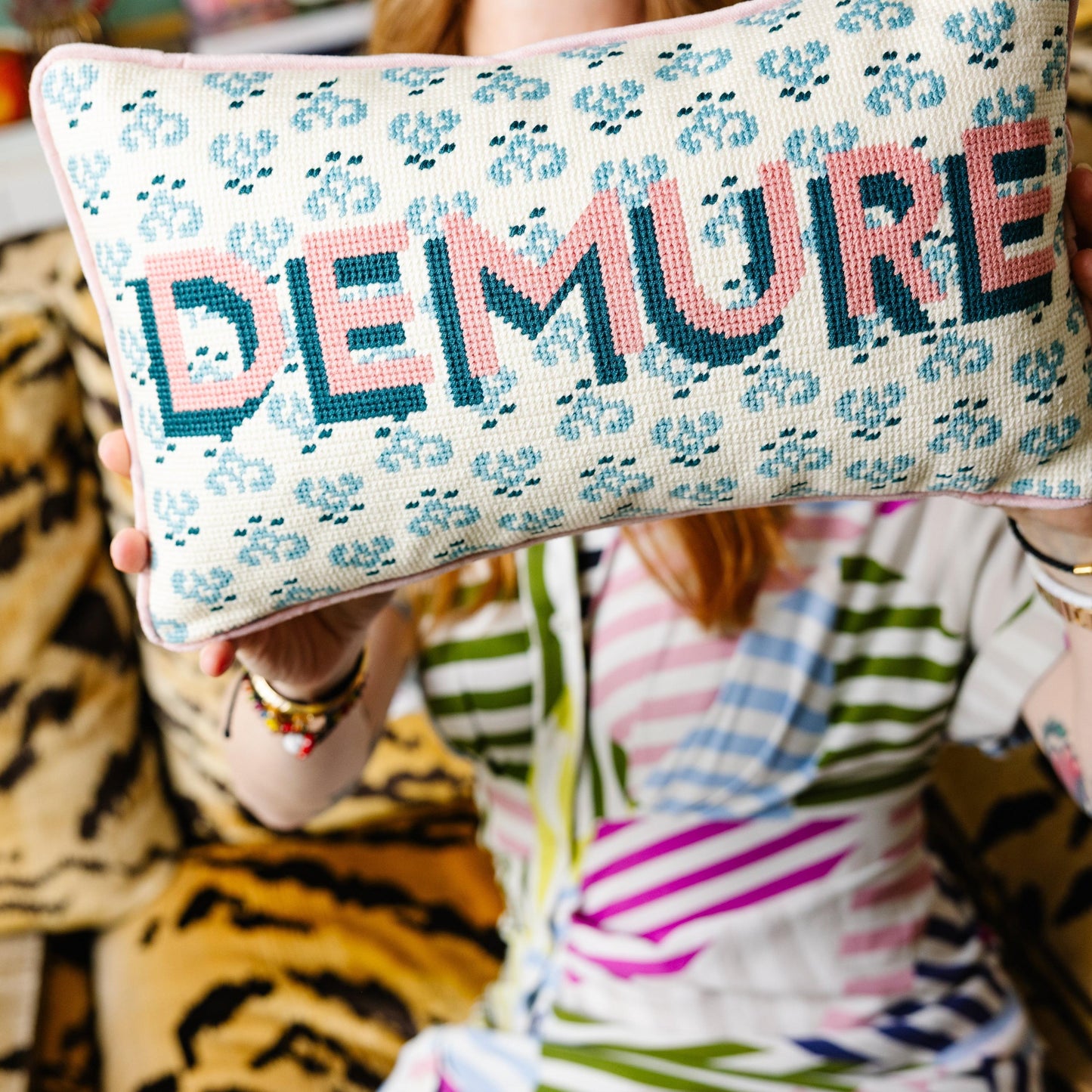 Demure Needlepoint Pillow