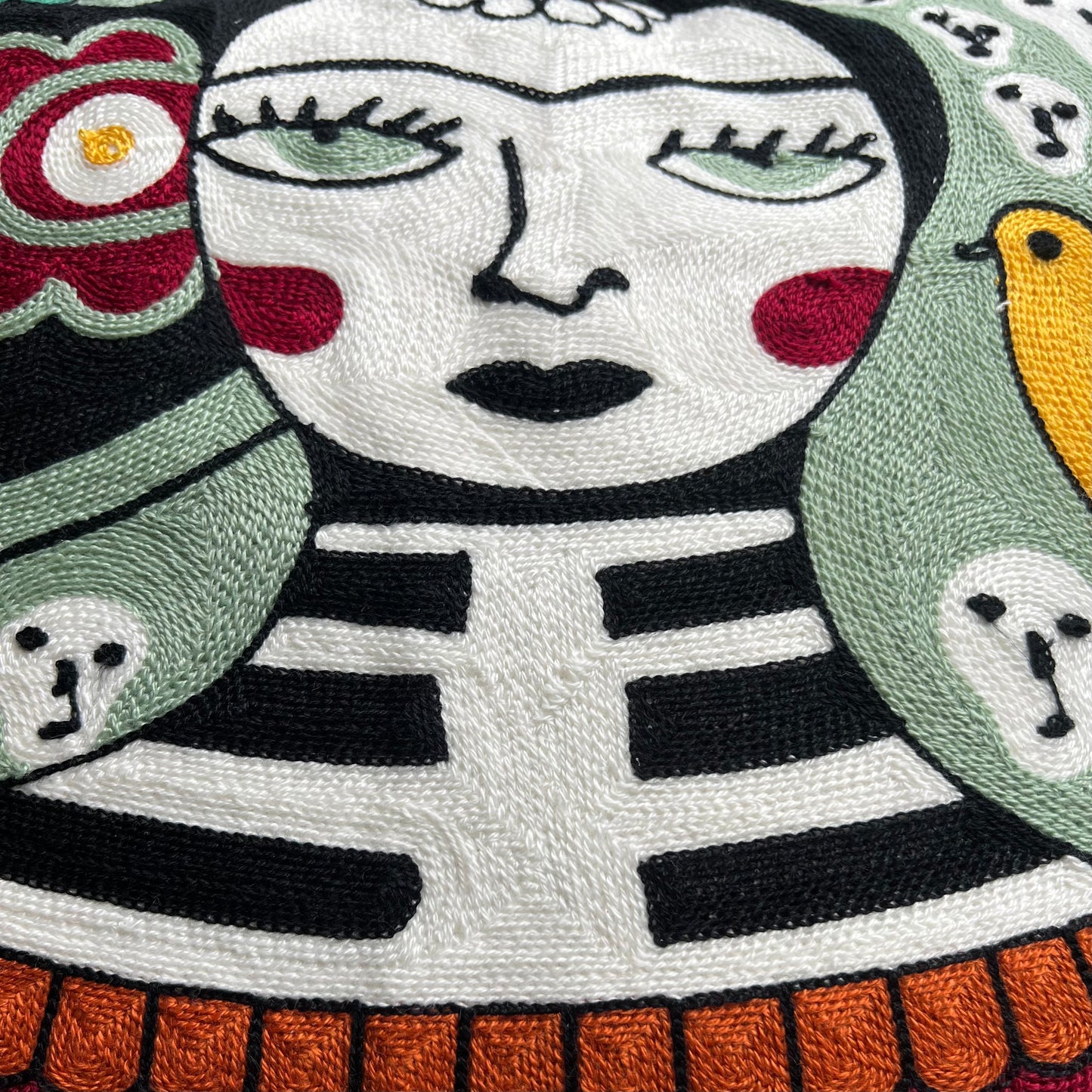 Día de Muertos Embroidered Pillow Cover