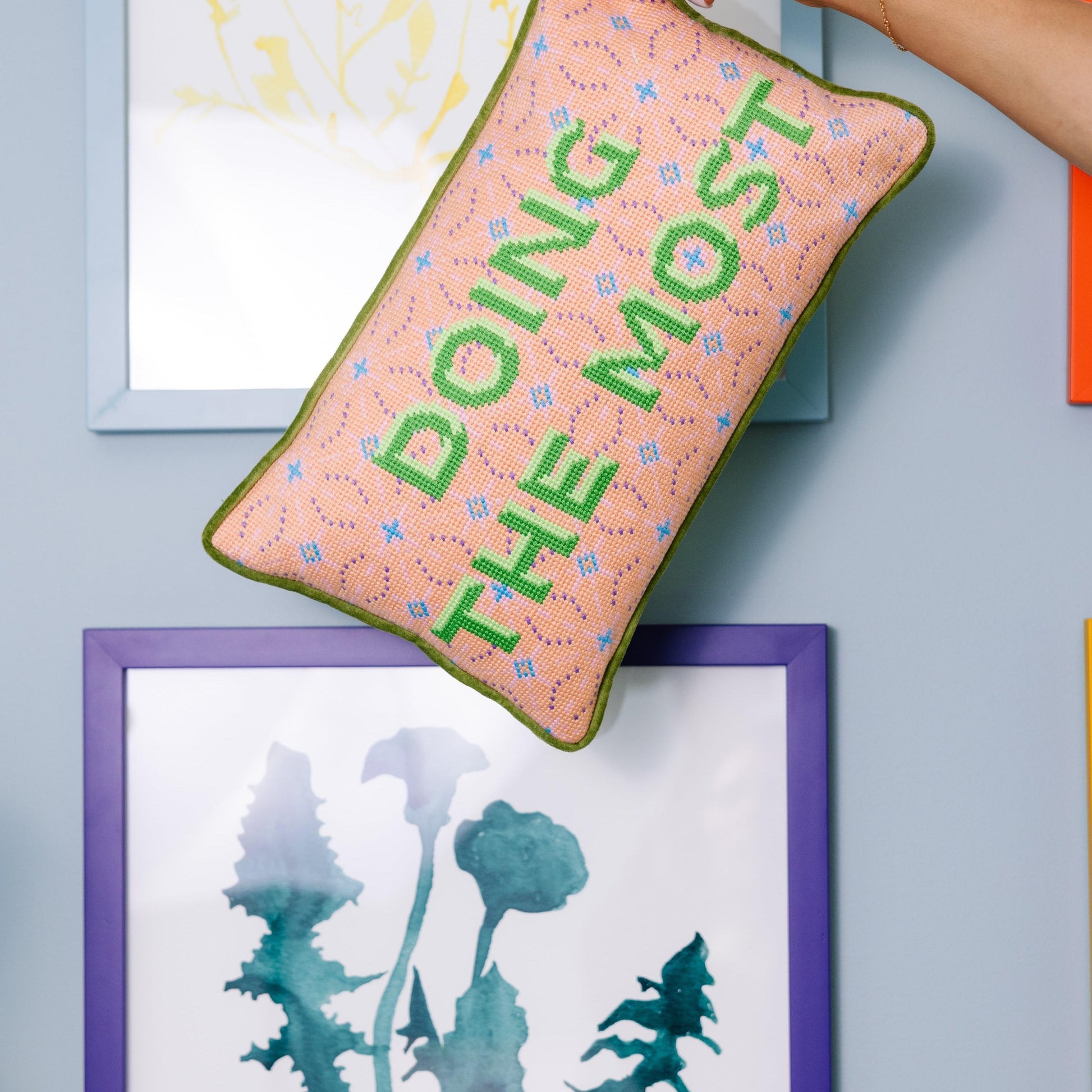Doing the Most Needlepoint Pillow