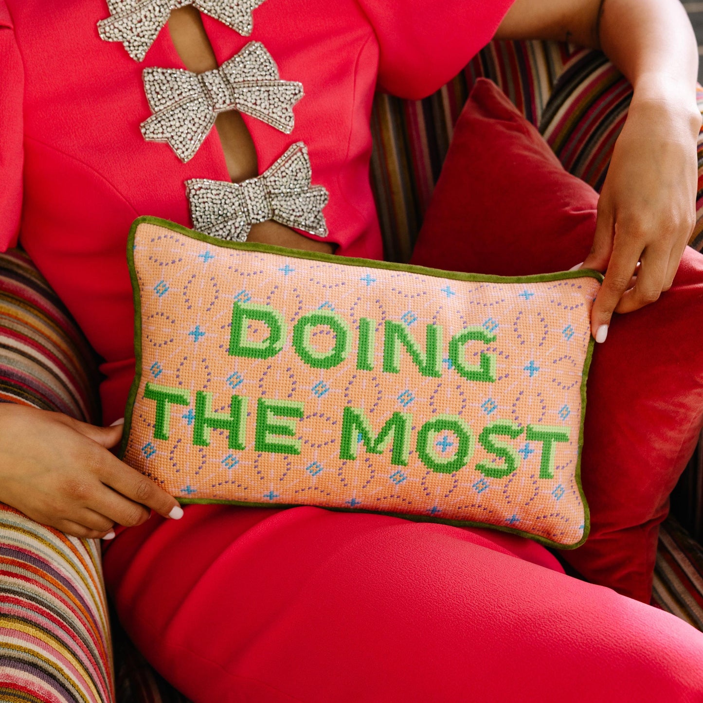 Doing the Most Needlepoint Pillow