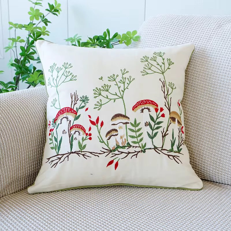 Embroidered Fall Cottage Pillow Cover