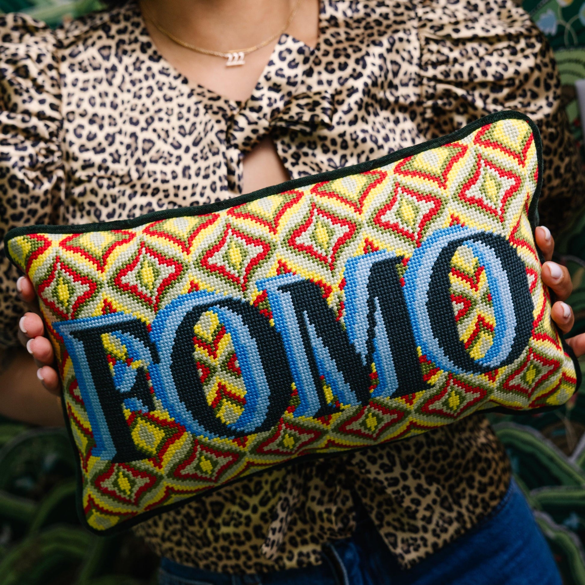 FOMO Needlepoint Pillow