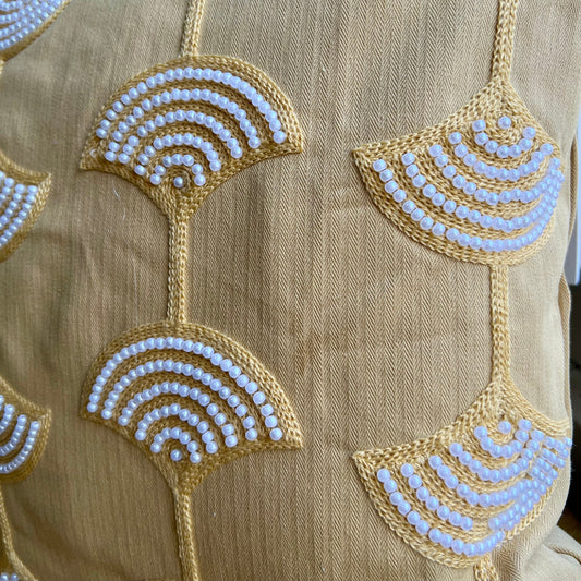 Goldenrod Pearl Scallop Tassel Pillow Cover