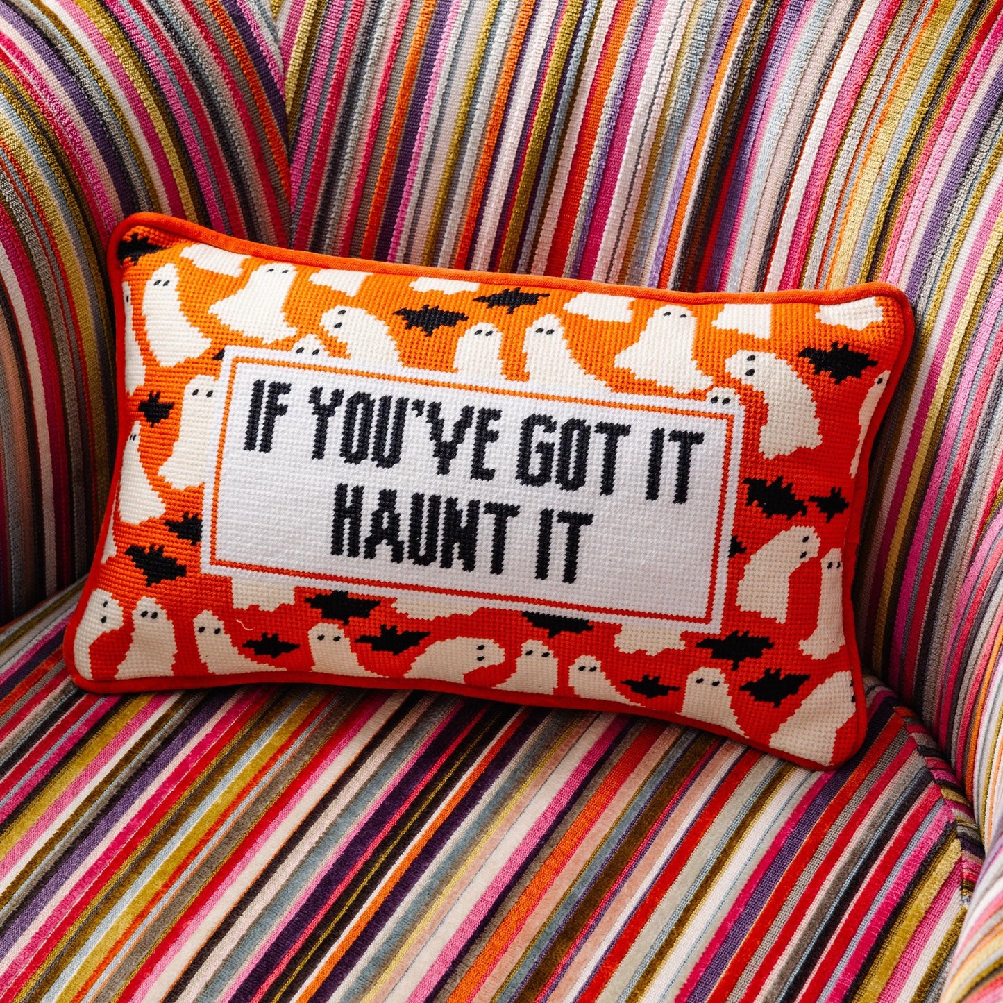 Haunt It Needlepoint Pillow