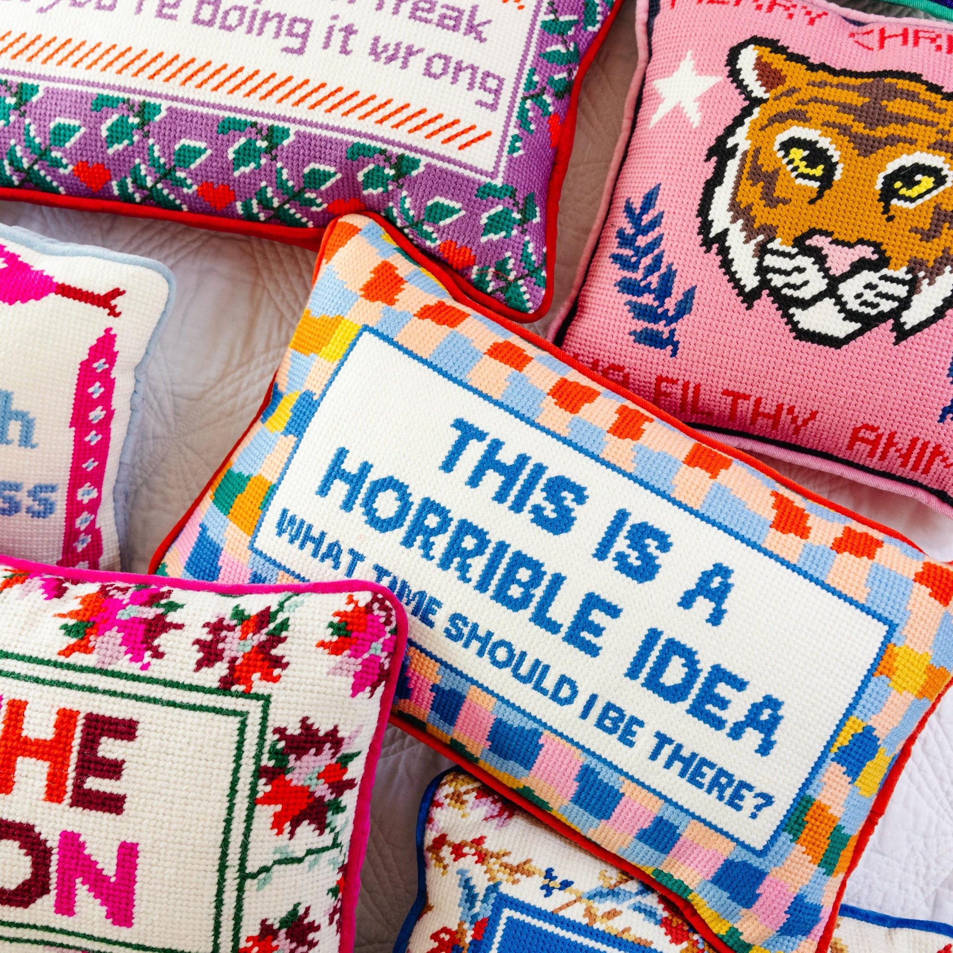 Horrible Idea Needlepoint Pillow