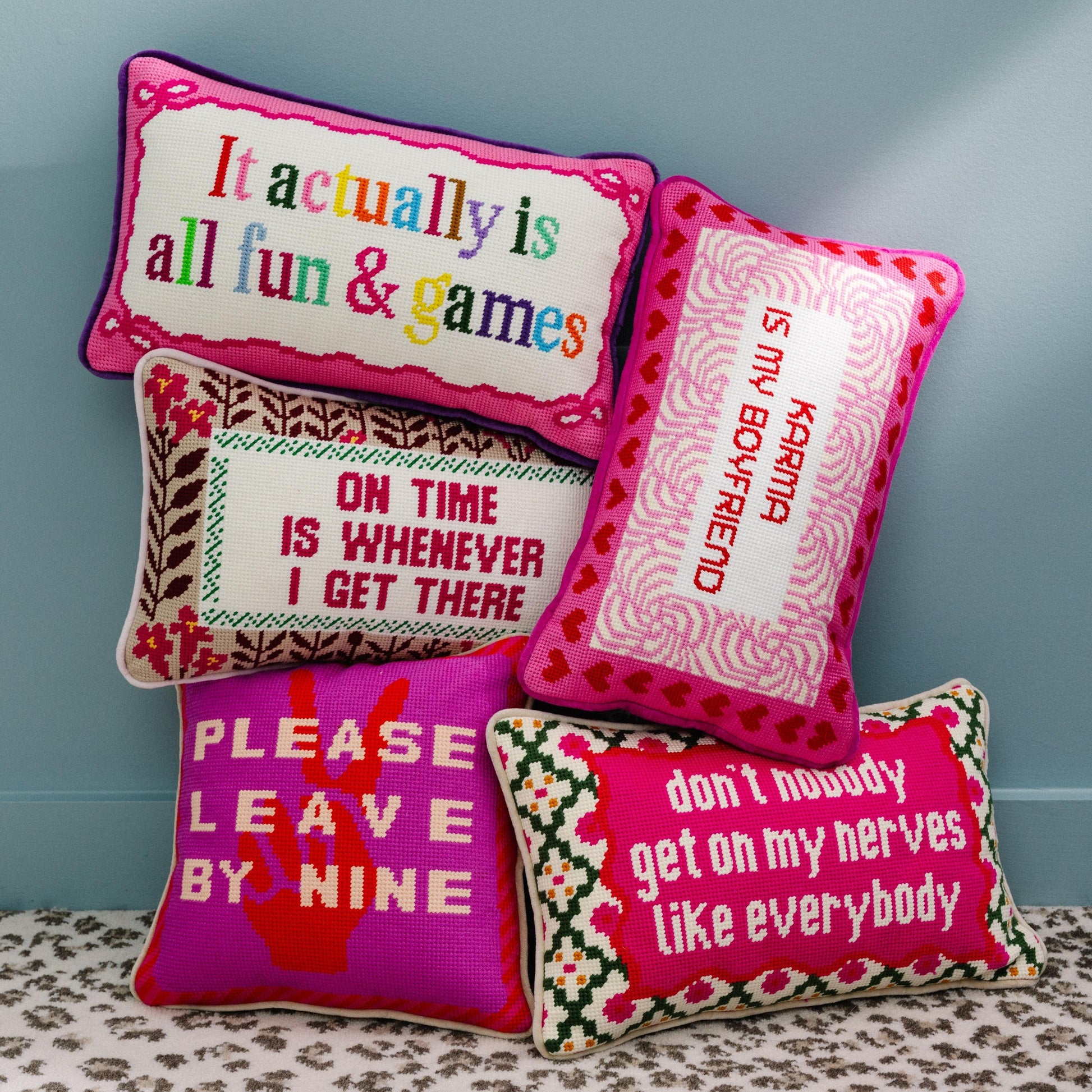 Leave by Nine Needlepoint Pillow