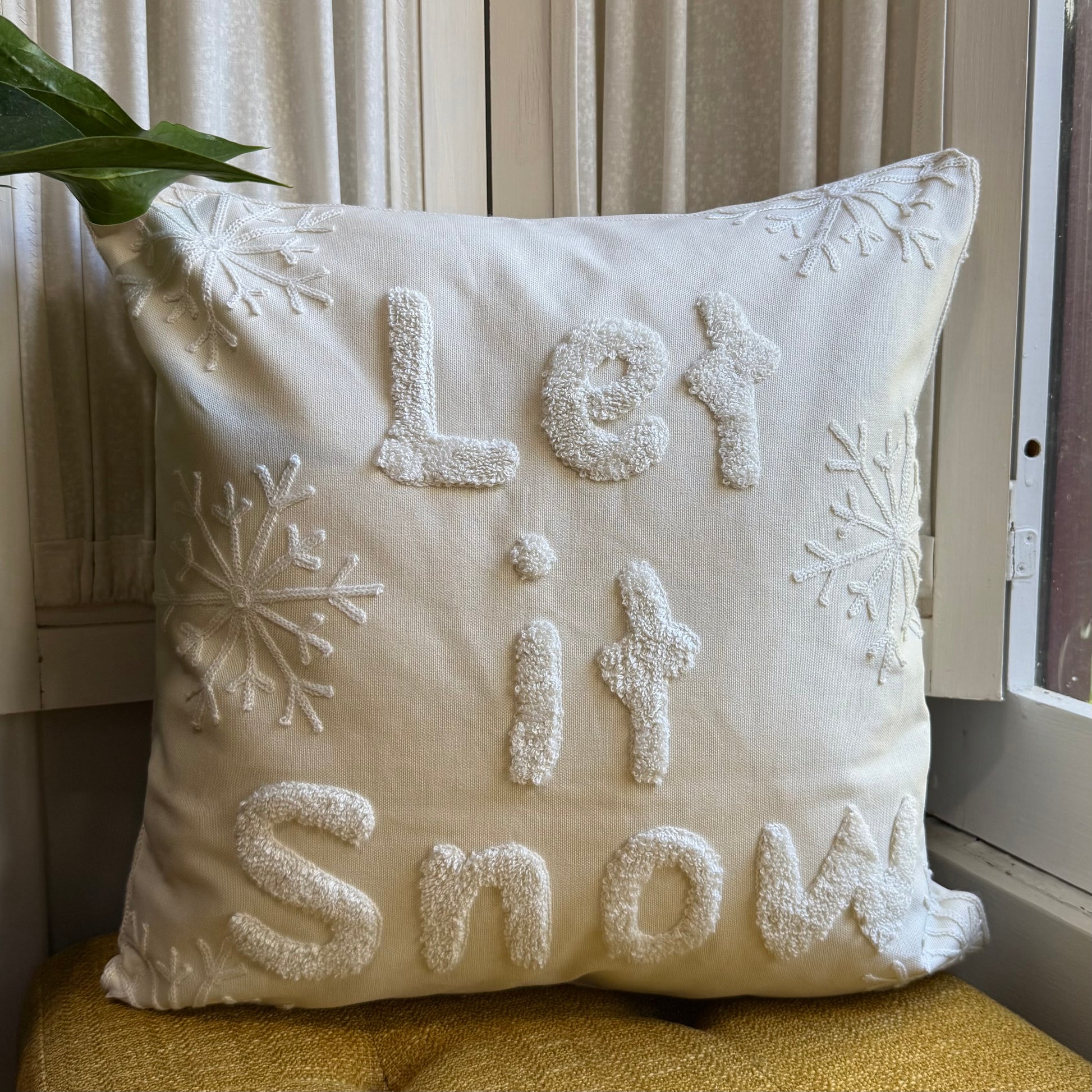 Let it Snow Embroidered Pillow Cover