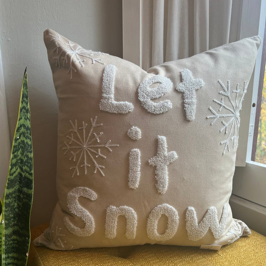 Let it Snow Embroidered Pillow Cover
