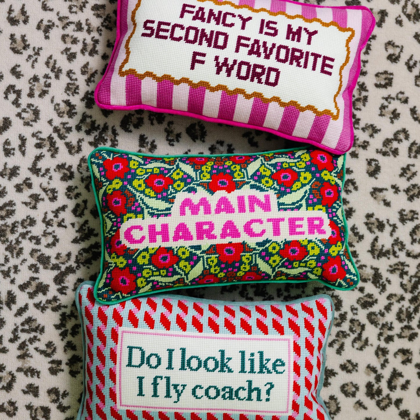 Main Character Needlepoint Pillow