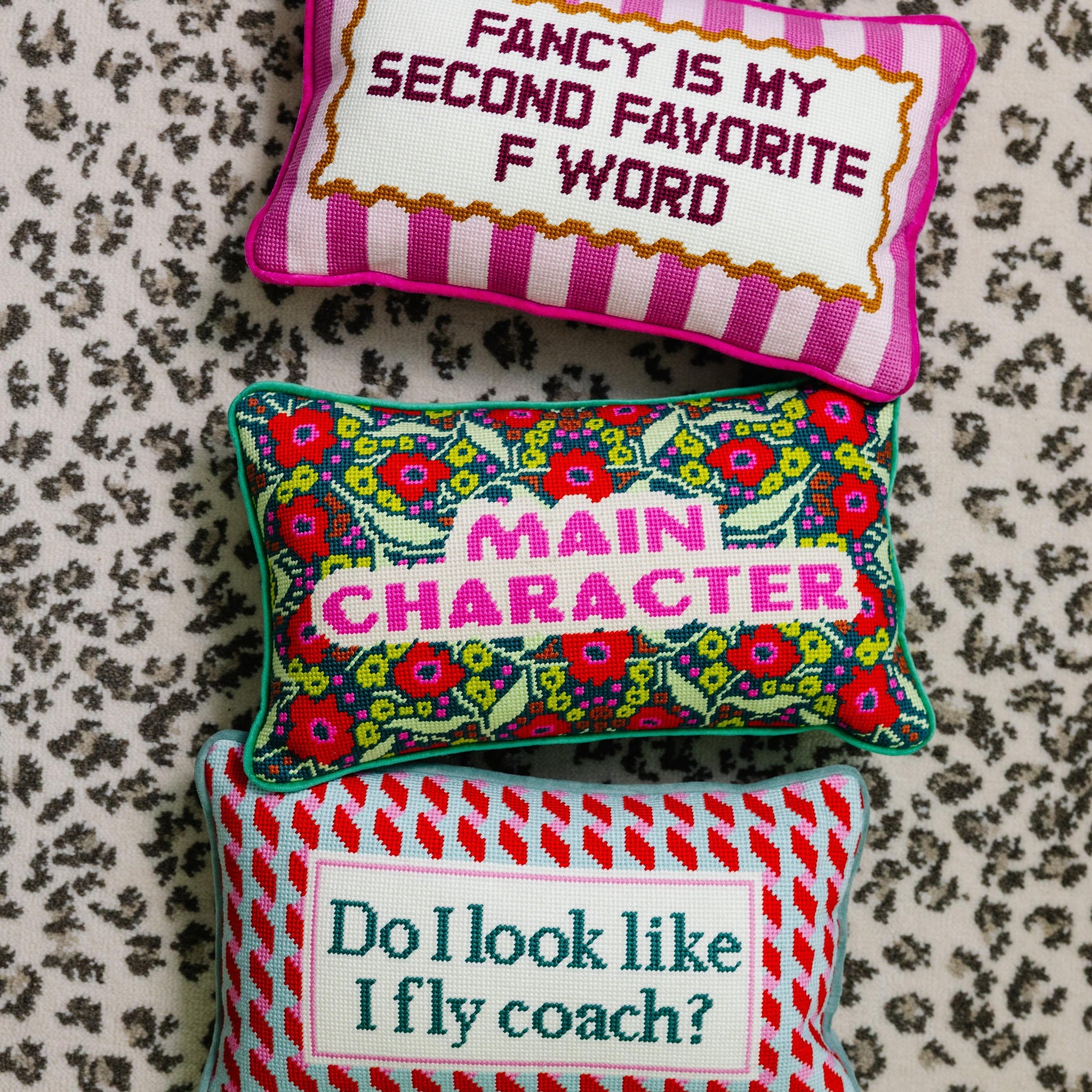 Main Character Needlepoint Pillow