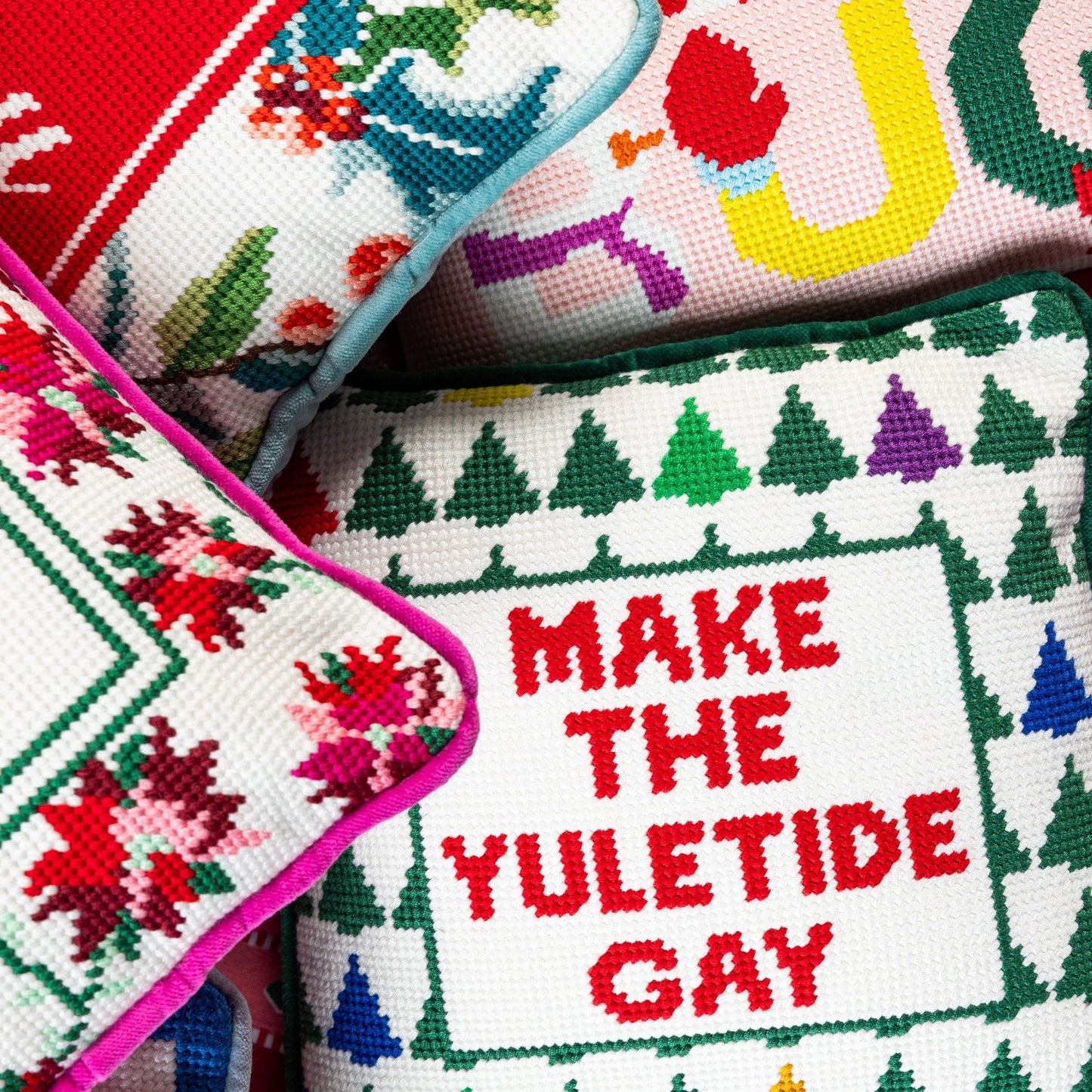 Make the Yuletide Gay Needlepoint Pillow