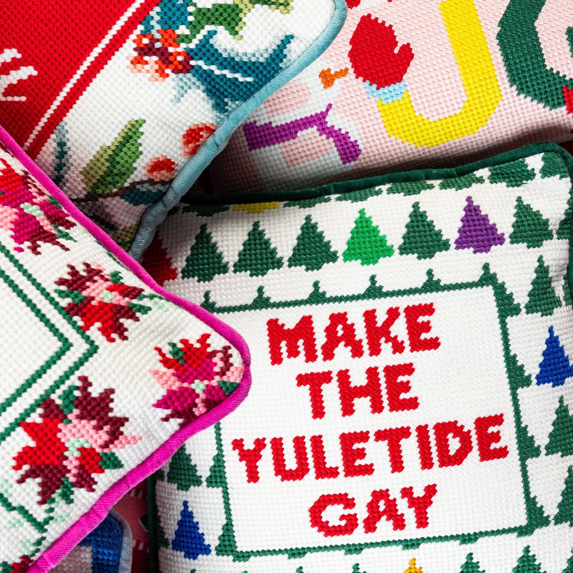 Make the Yuletide Gay Needlepoint Pillow