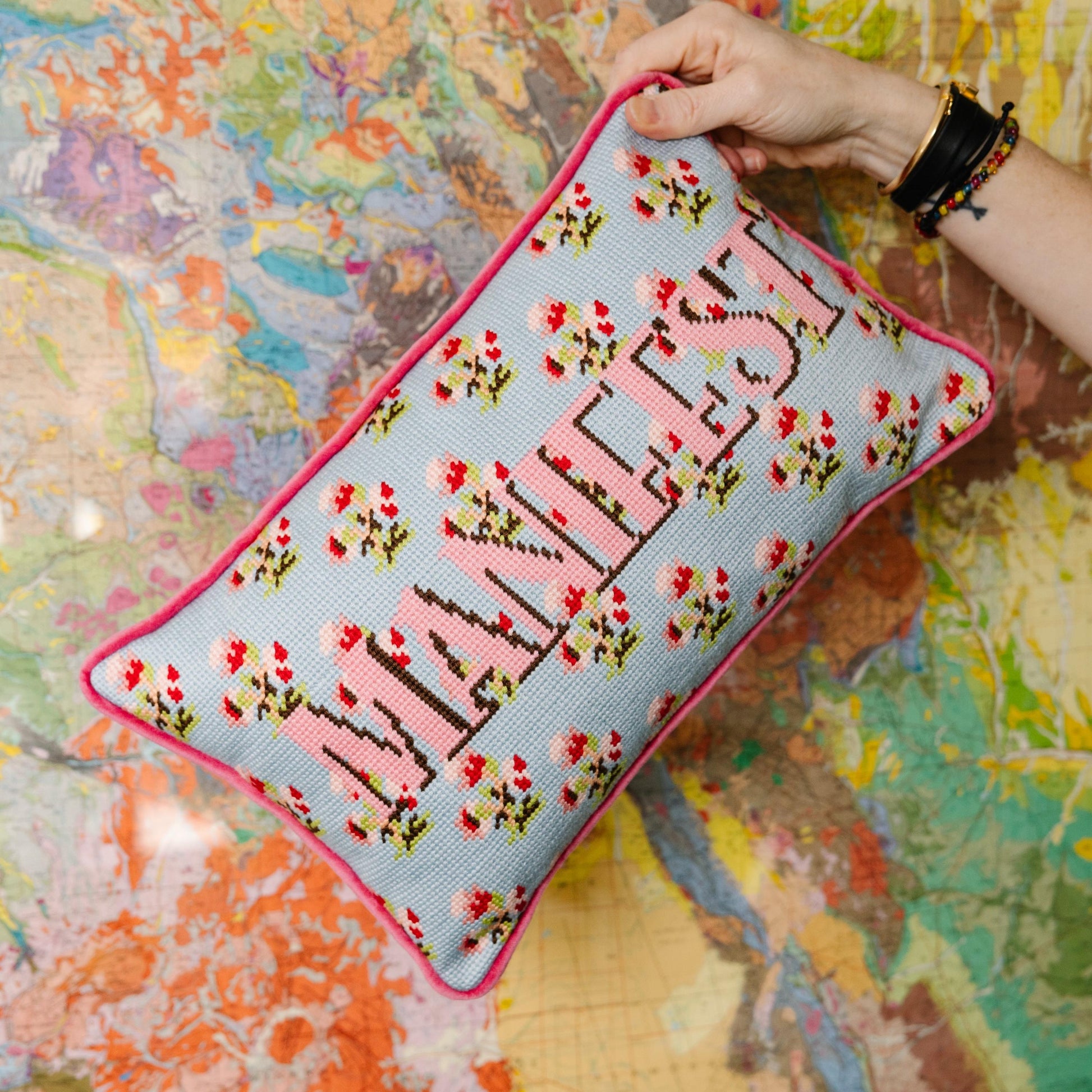 Manifest Needlepoint Pillow