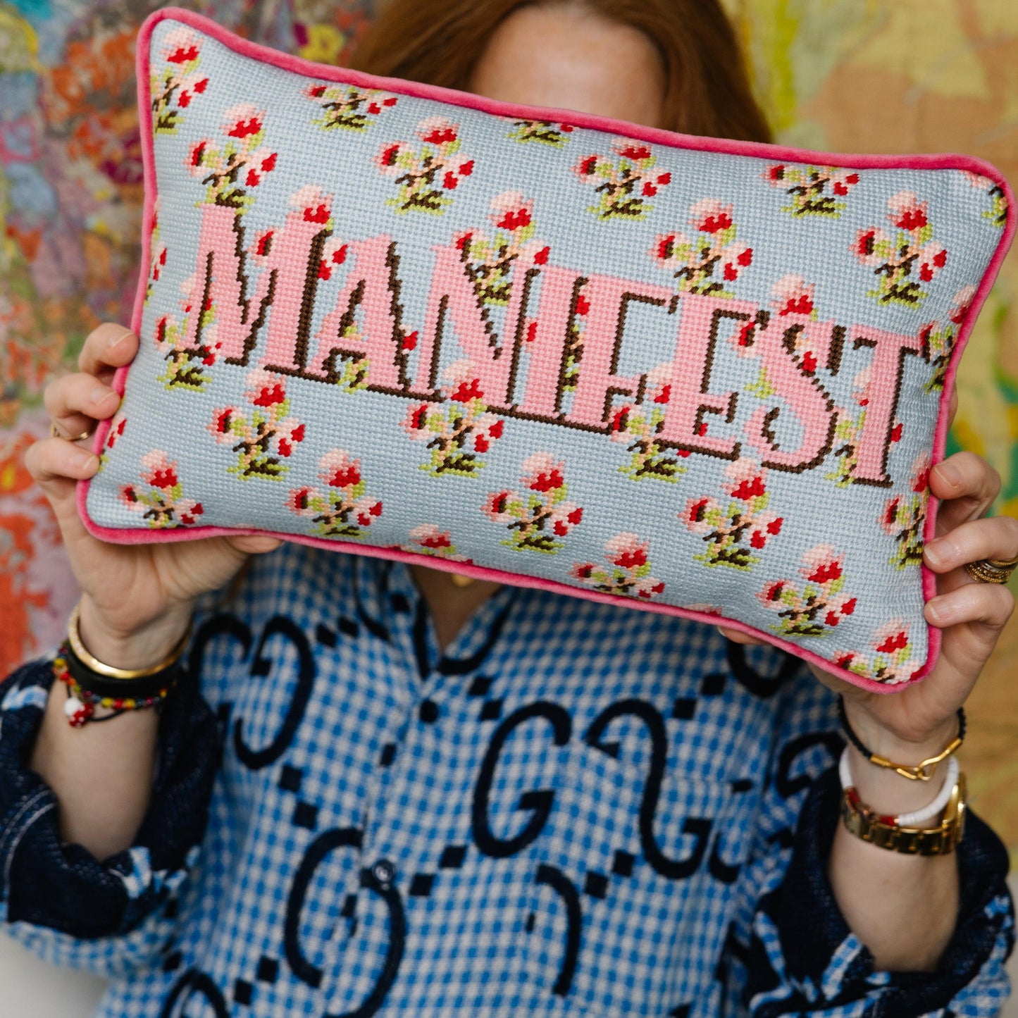 Manifest Needlepoint Pillow