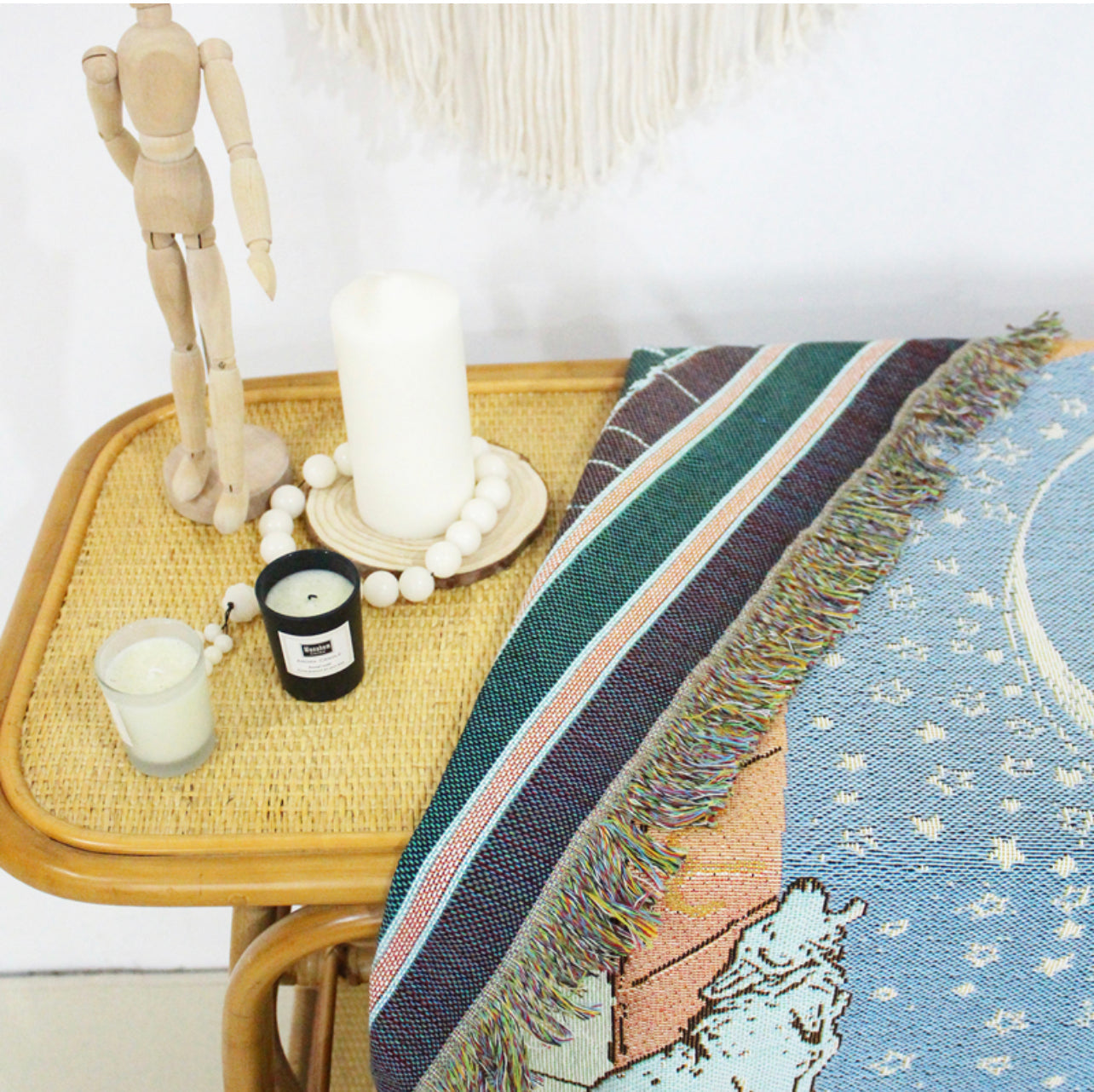 Moon Tarot Card Woven Throw Blanket