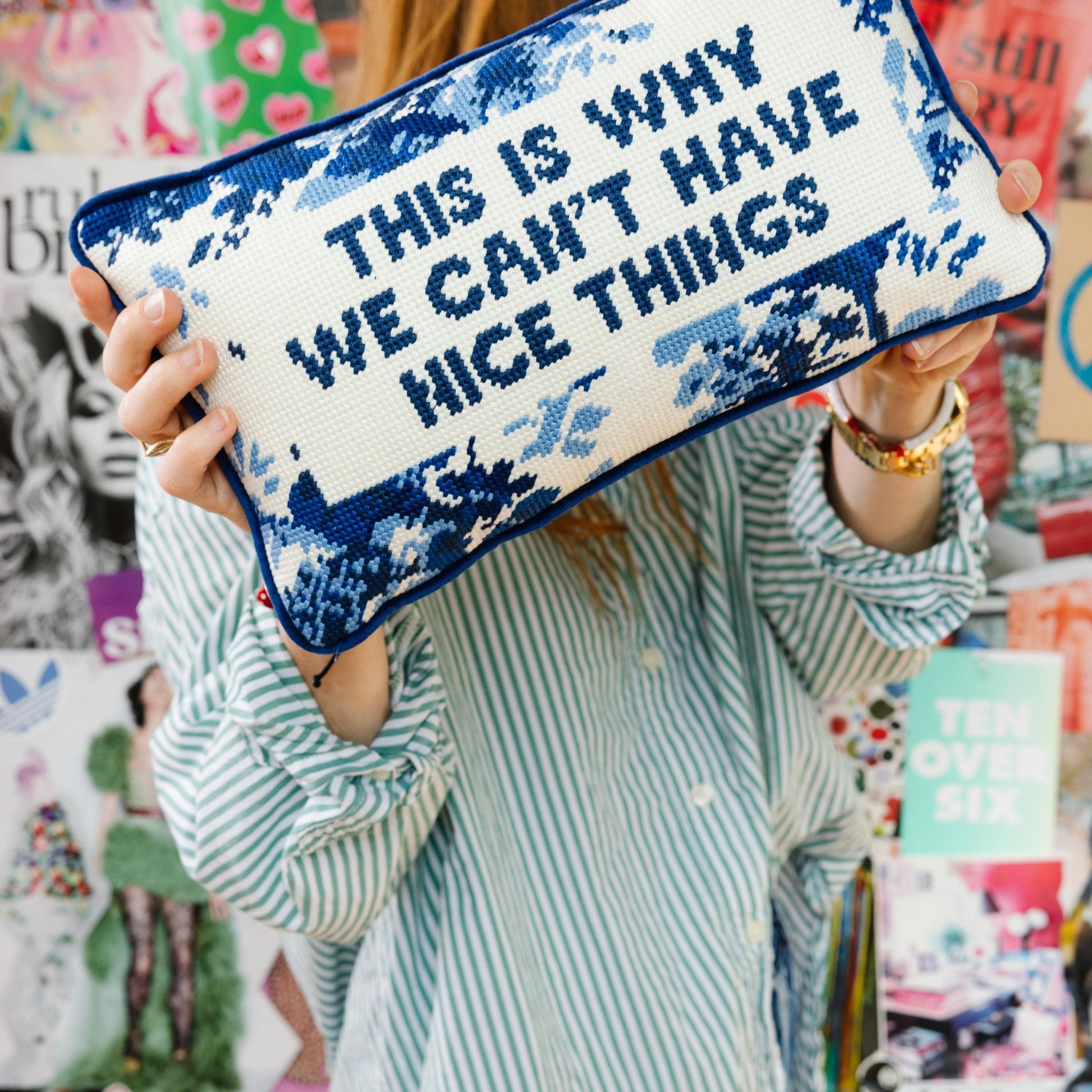 Nice Things Needlepoint Pillow