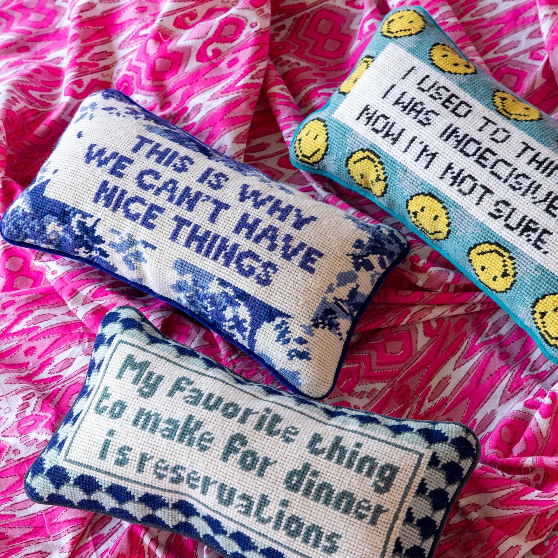 Nice Things Needlepoint Pillow