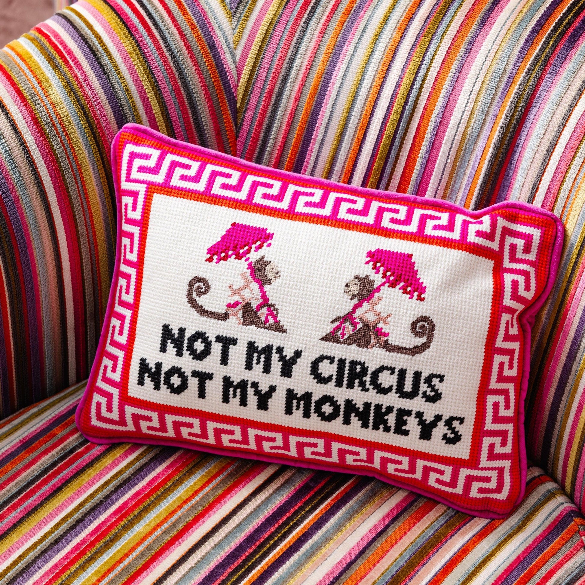 Not My Circus Needlepoint Pillow