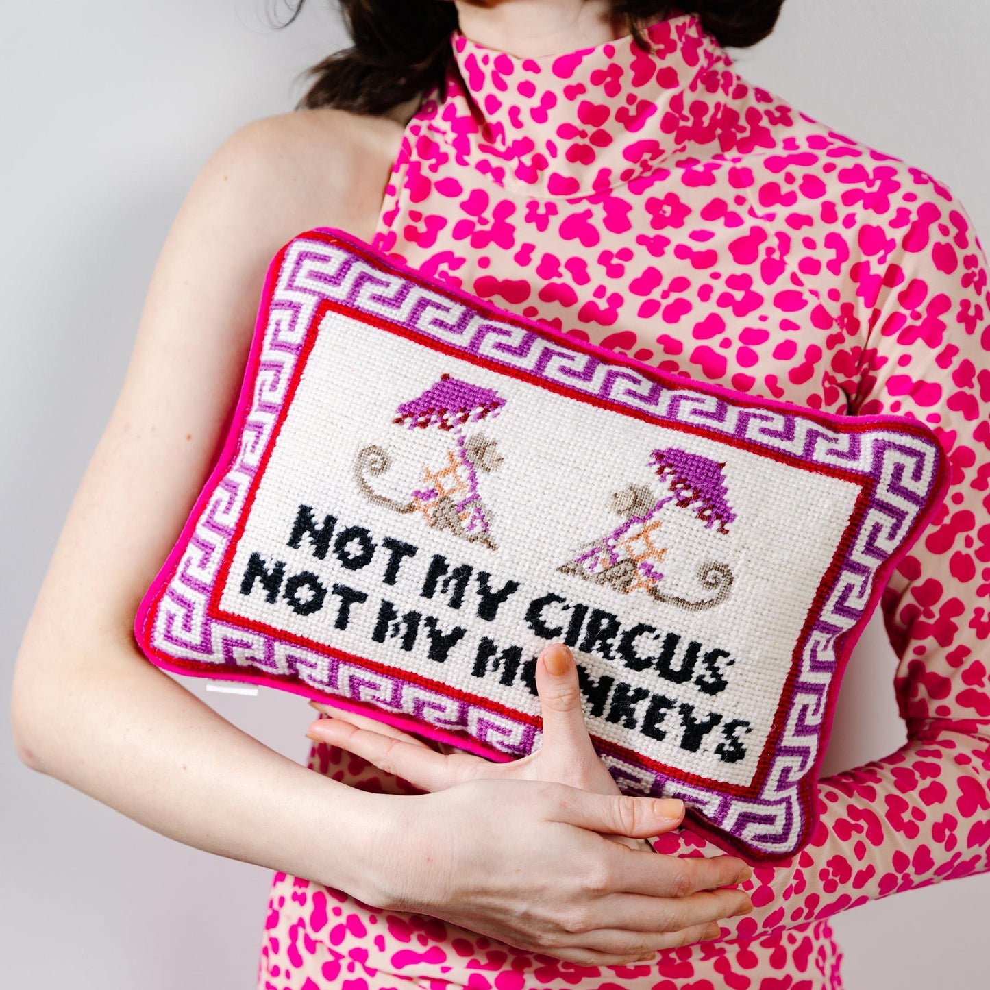 Not My Circus Needlepoint Pillow