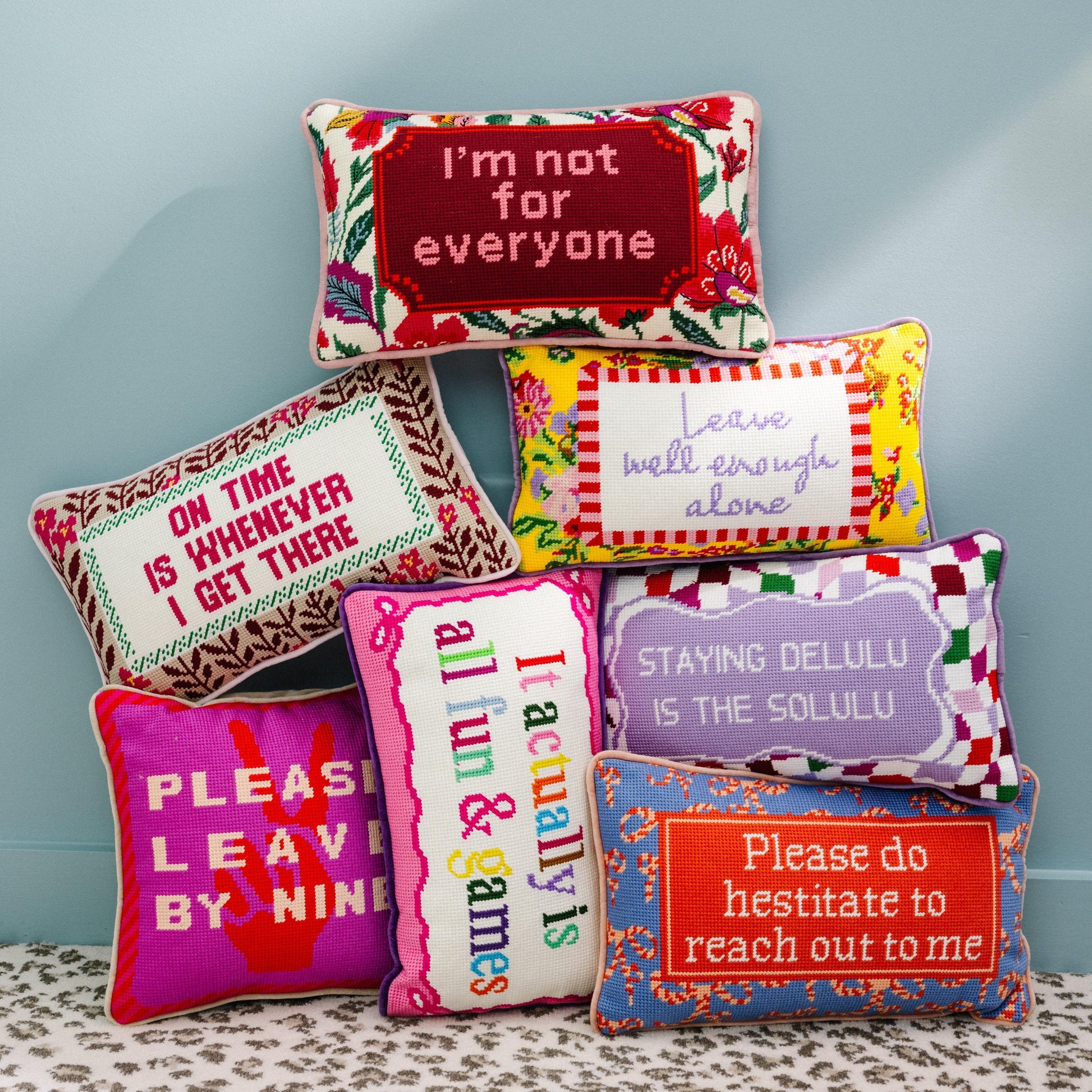 On Time Needlepoint Pillow