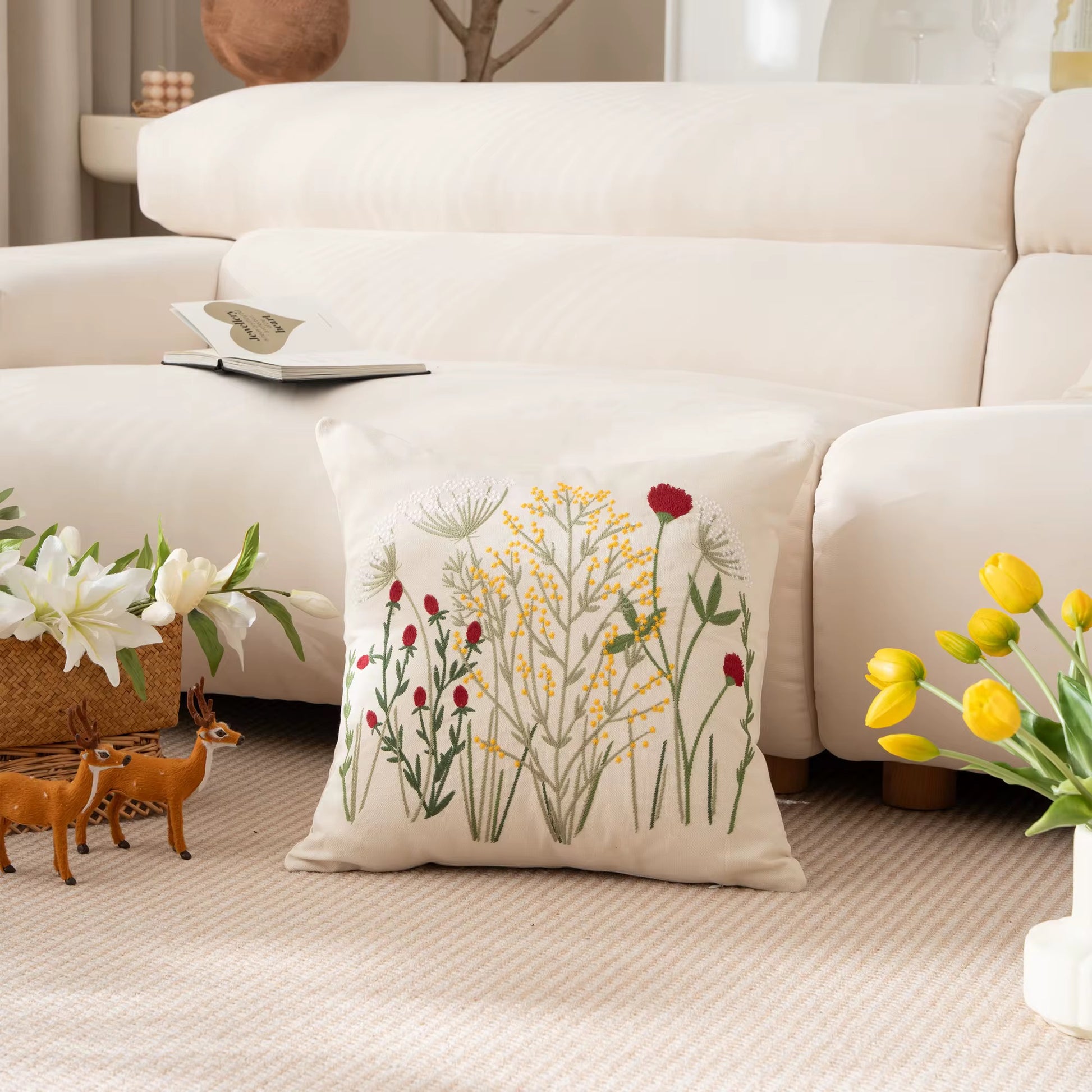 PRE ORDER Field of Blooms Embroidered Pillow Cover