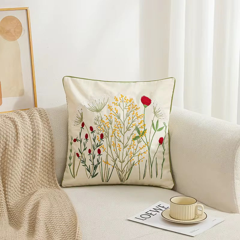 PRE ORDER Field of Blooms Embroidered Pillow Cover